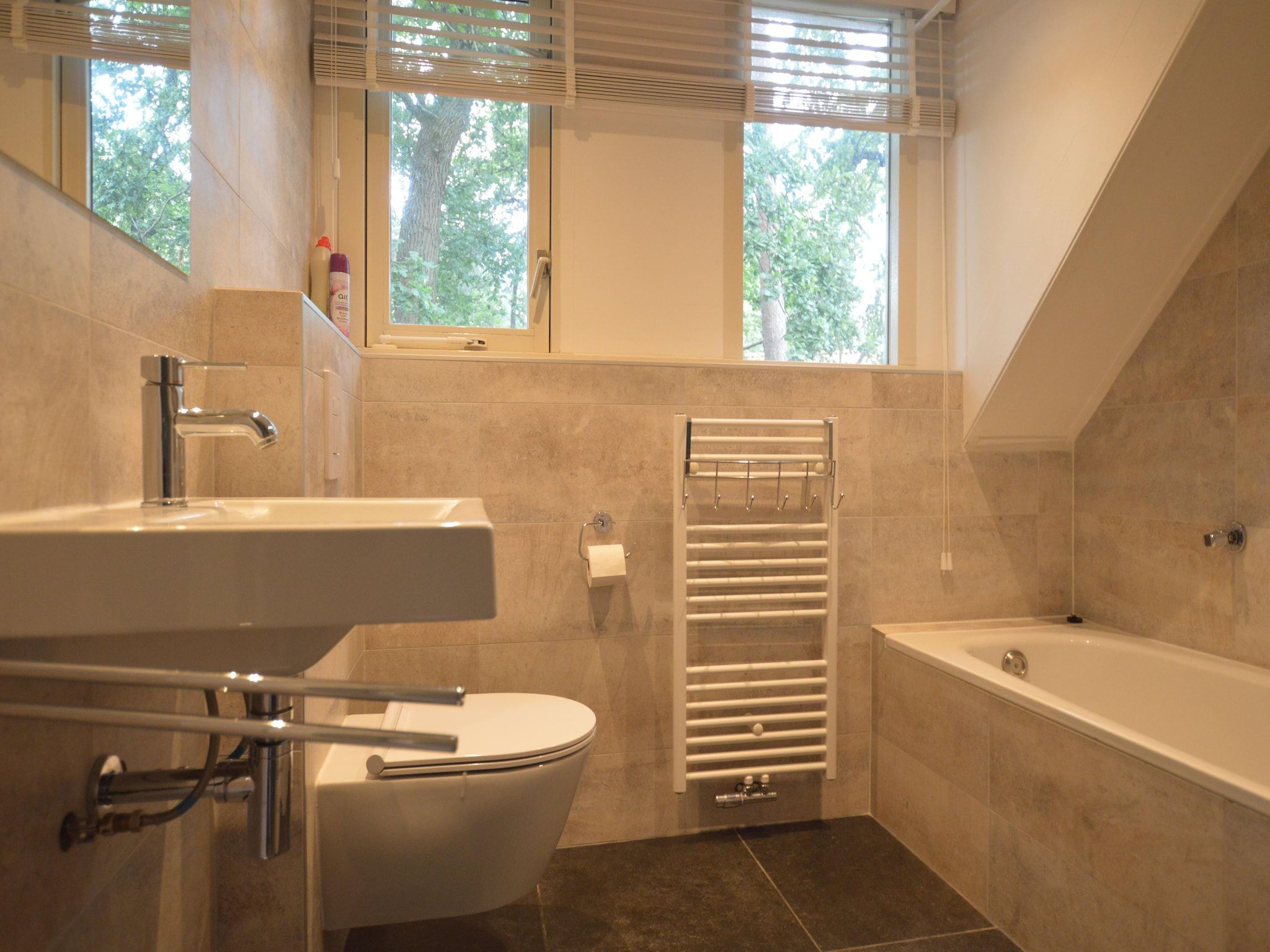 De badkamer van Buitenplaats Berg en Bos nummer 4 in Lemele