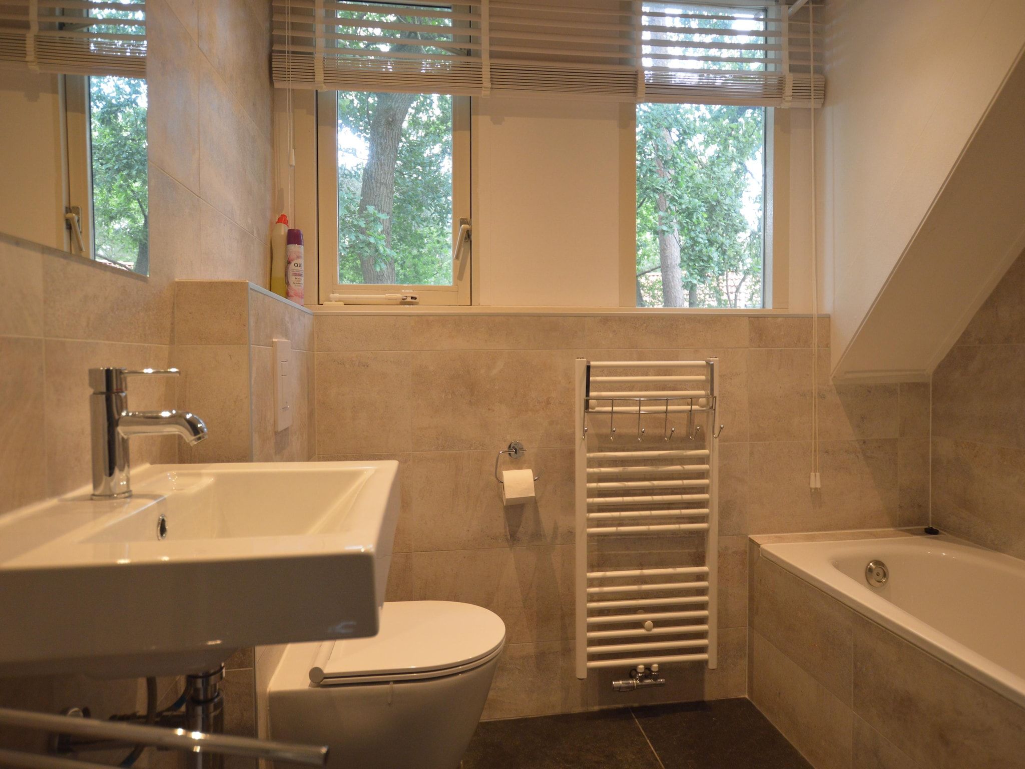 De badkamer van Buitenplaats Berg en Bos nummer 4 in Lemele