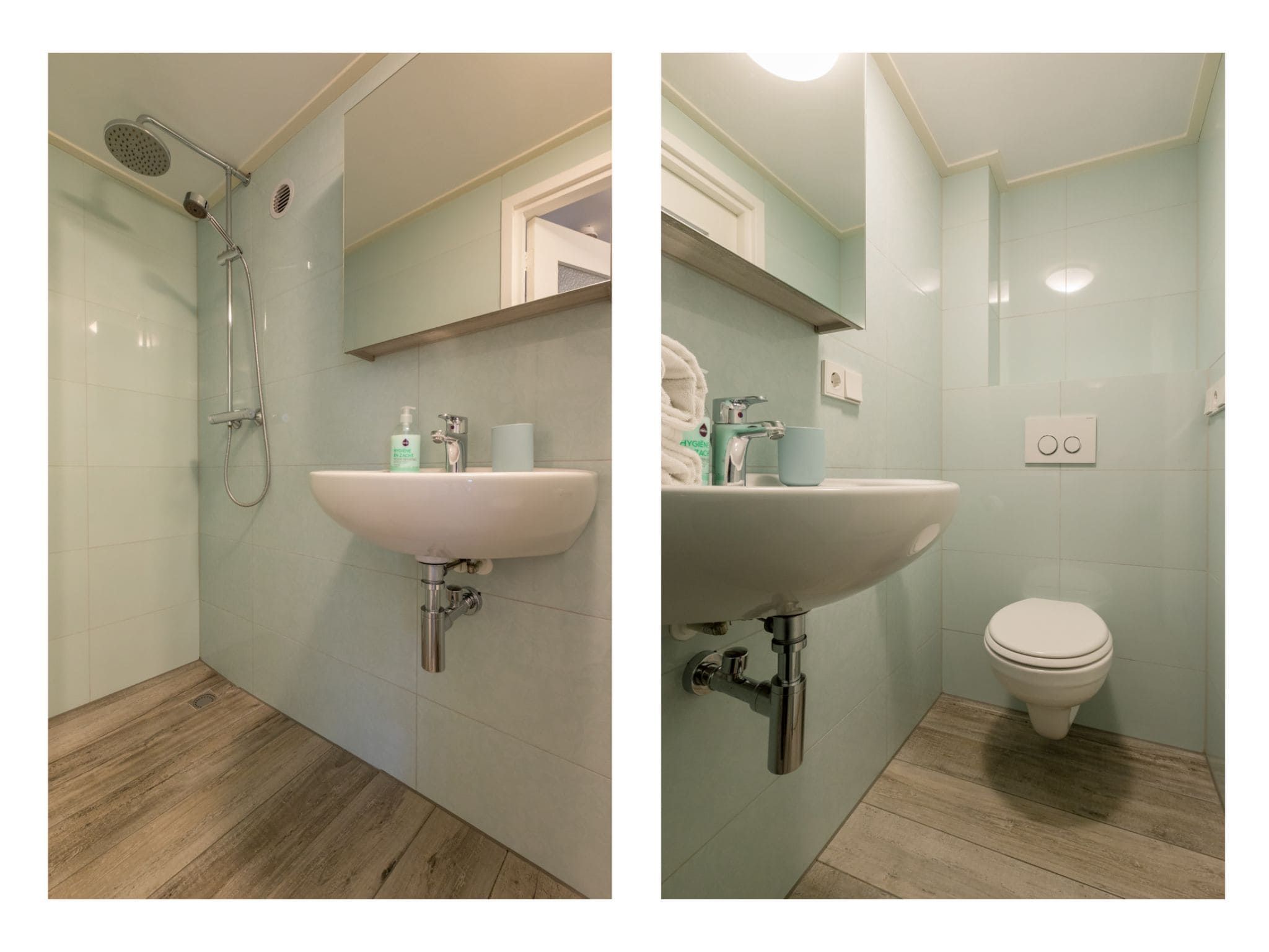 De badkamer van Appartement - Kon Emmaweg 6  Vrouwenpolder bovenapp in Vrouwenpolder