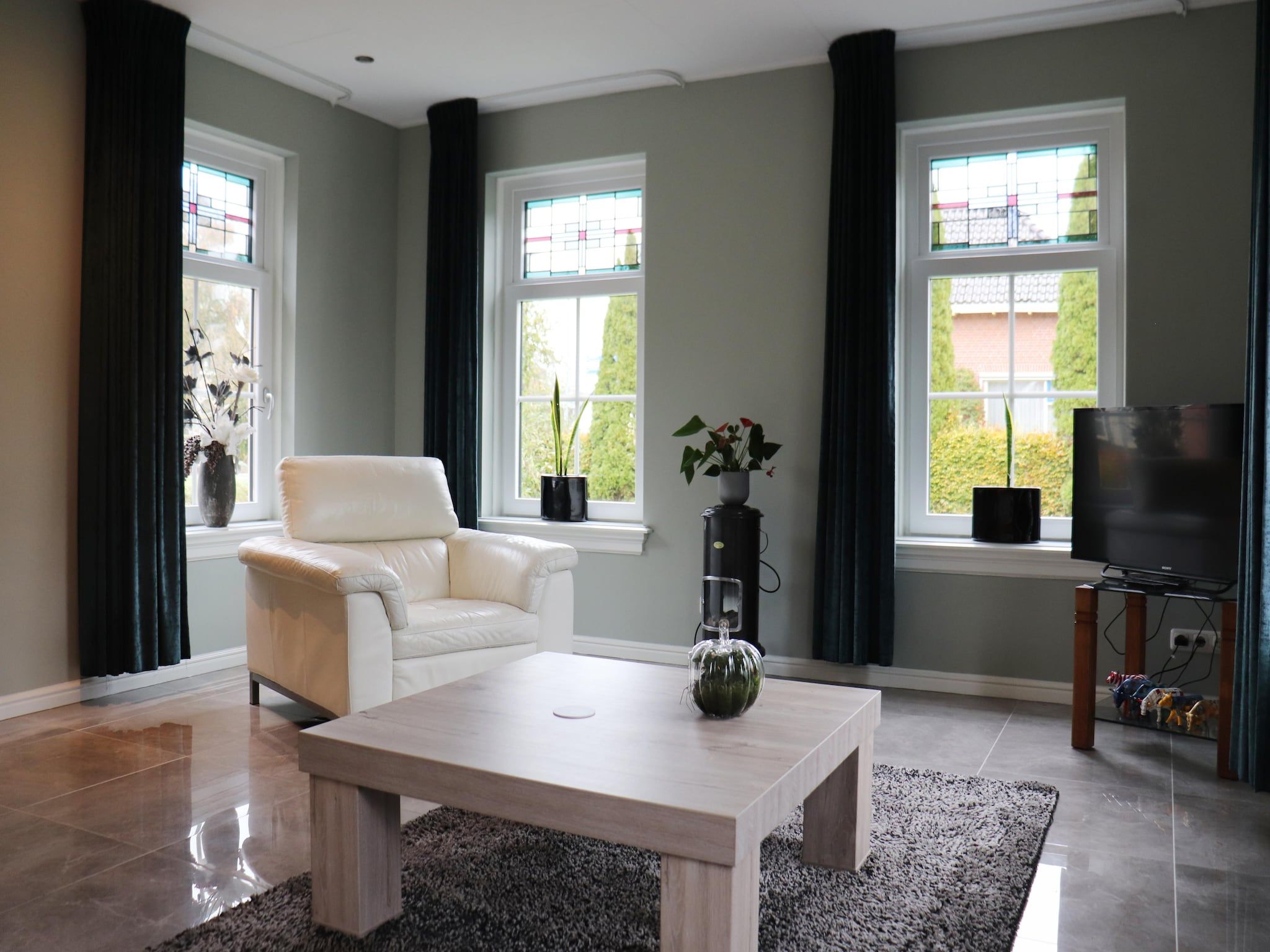 De woonkamer van Appartement Notenbomer in Kornhorn