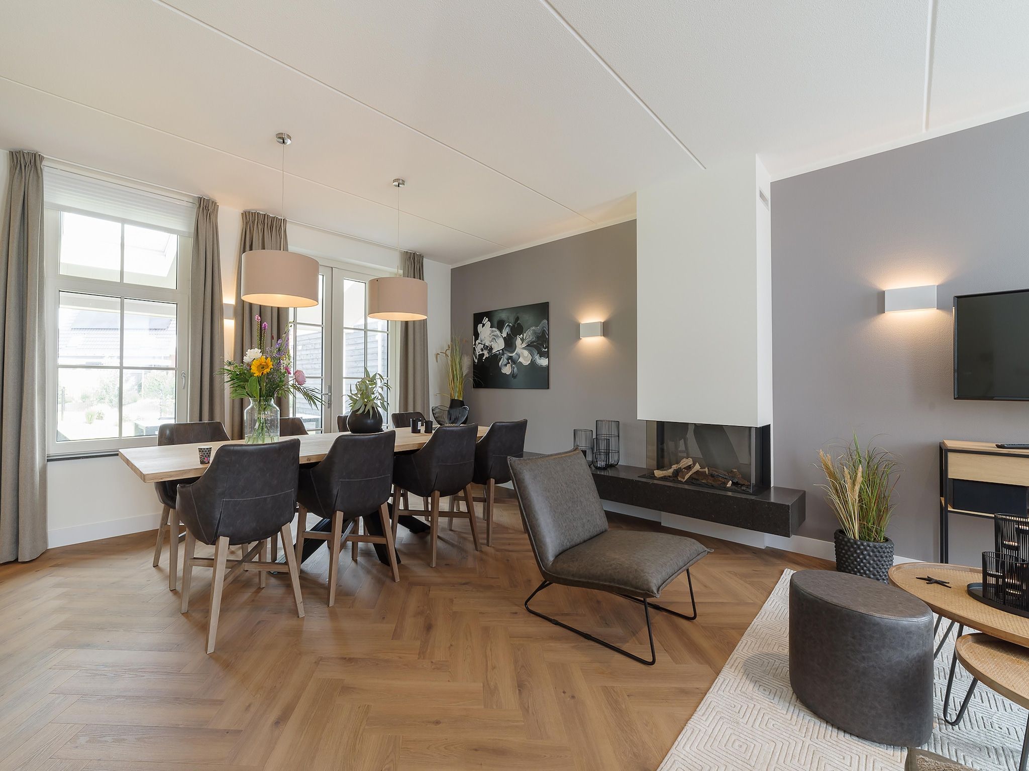 De woonkamer van Zeeuwse Pracht 8 p welness in Colijnsplaat