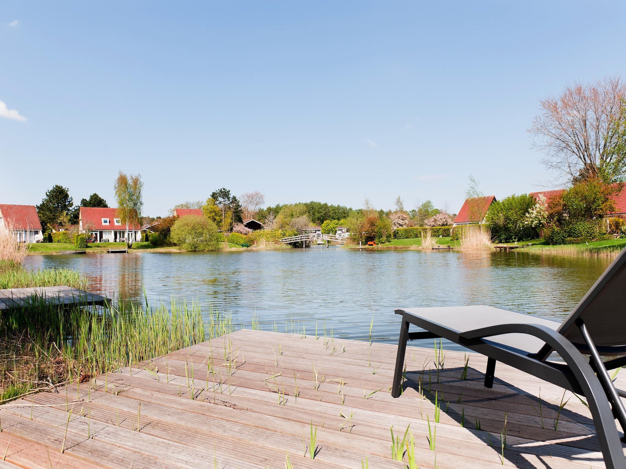 De tuin van 6 pers Renneborghuis Wellness Comfort met sauna in Groningen