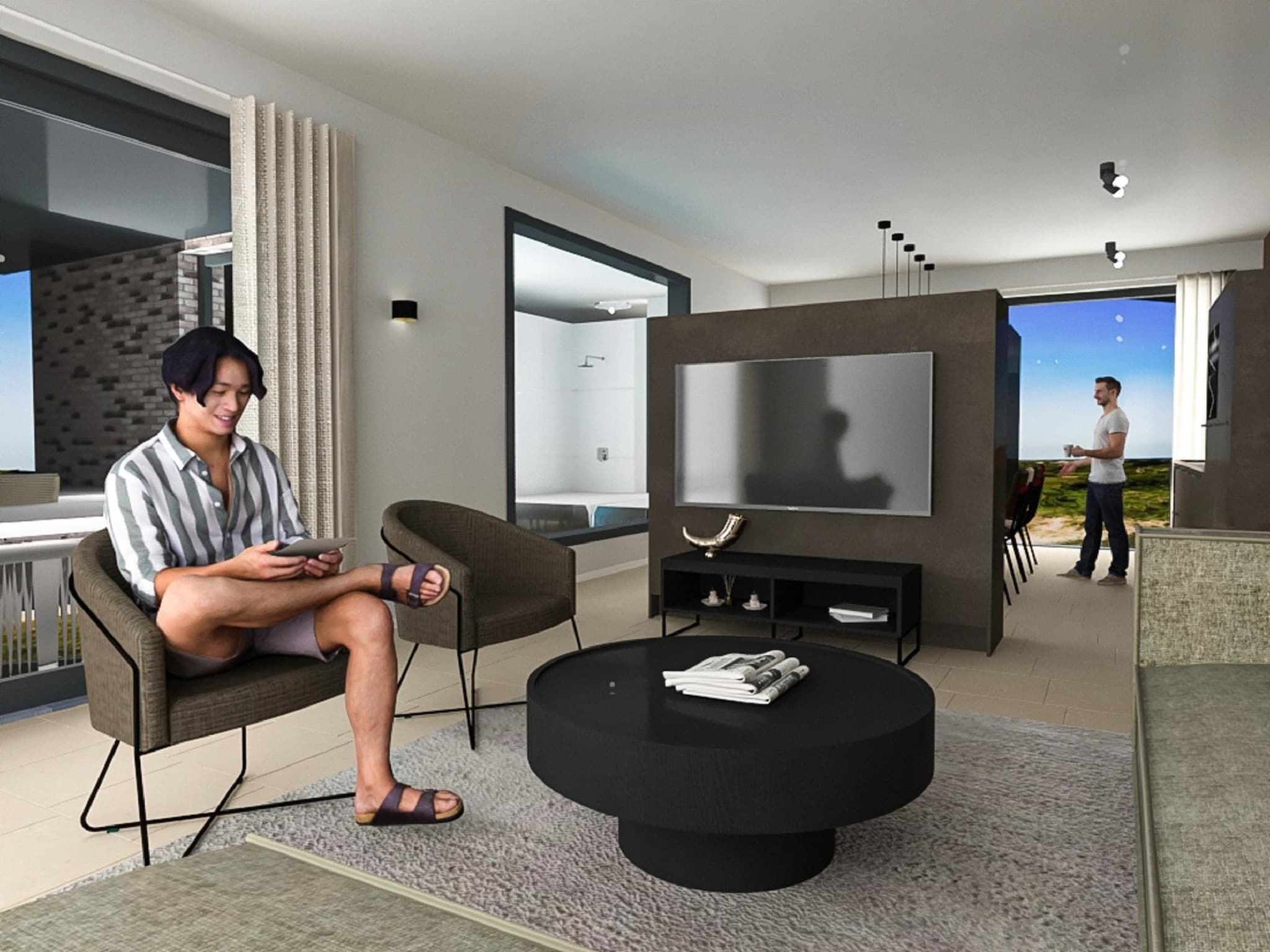 De woonkamer van Resort Nieuwvliet-Bad 16 in Nieuwvliet