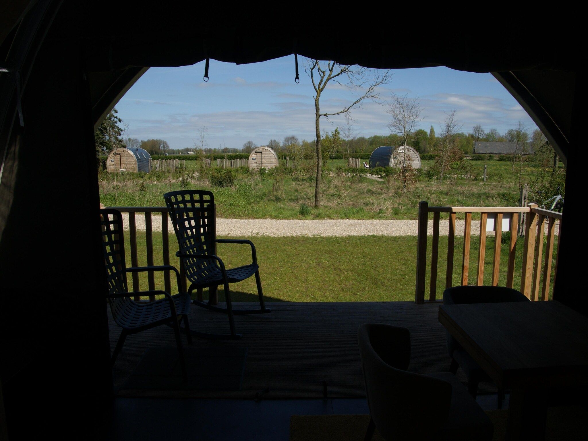 Het uitzicht vanaf Tentlodge Partijs Wellness met sauna en prive-bad-2p in Dalerveen