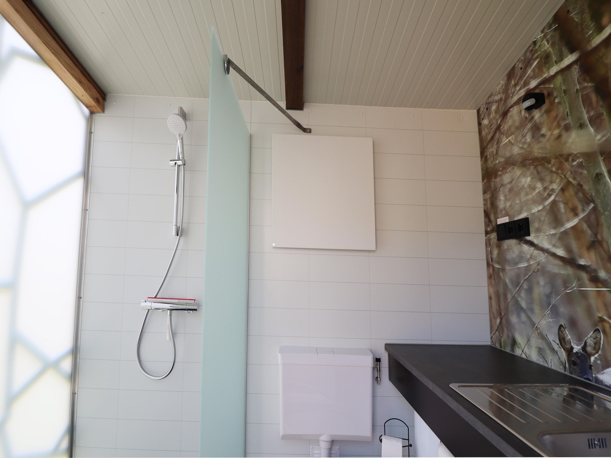 De badkamer van Tentlodge Partijs Wellness met sauna en prive-bad-2p in Dalerveen