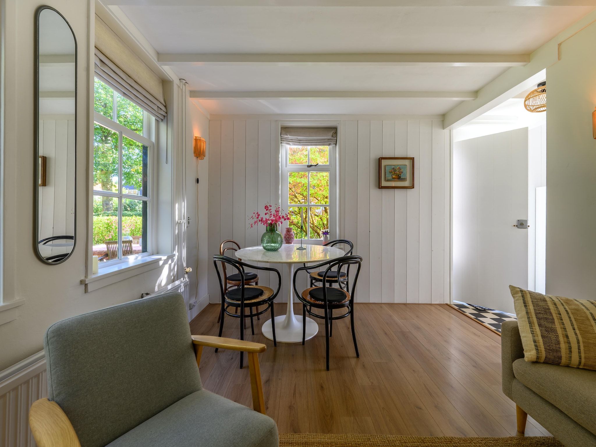 De eetkamer van Vakantiehuis Fijn in Bergen