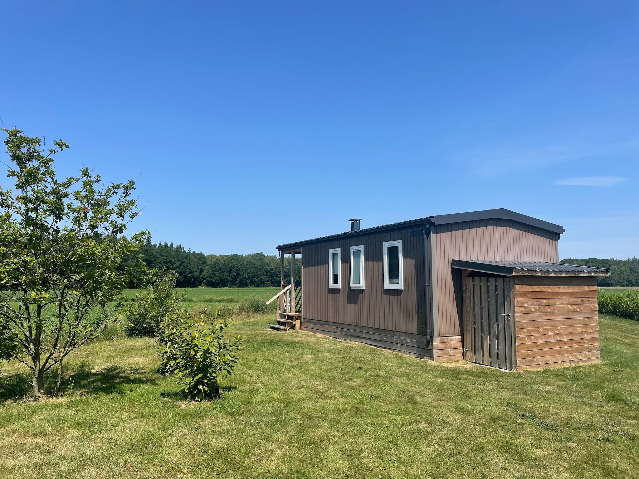 Het uitzicht vanaf Elperhof Leberenlodge in Schoonloo