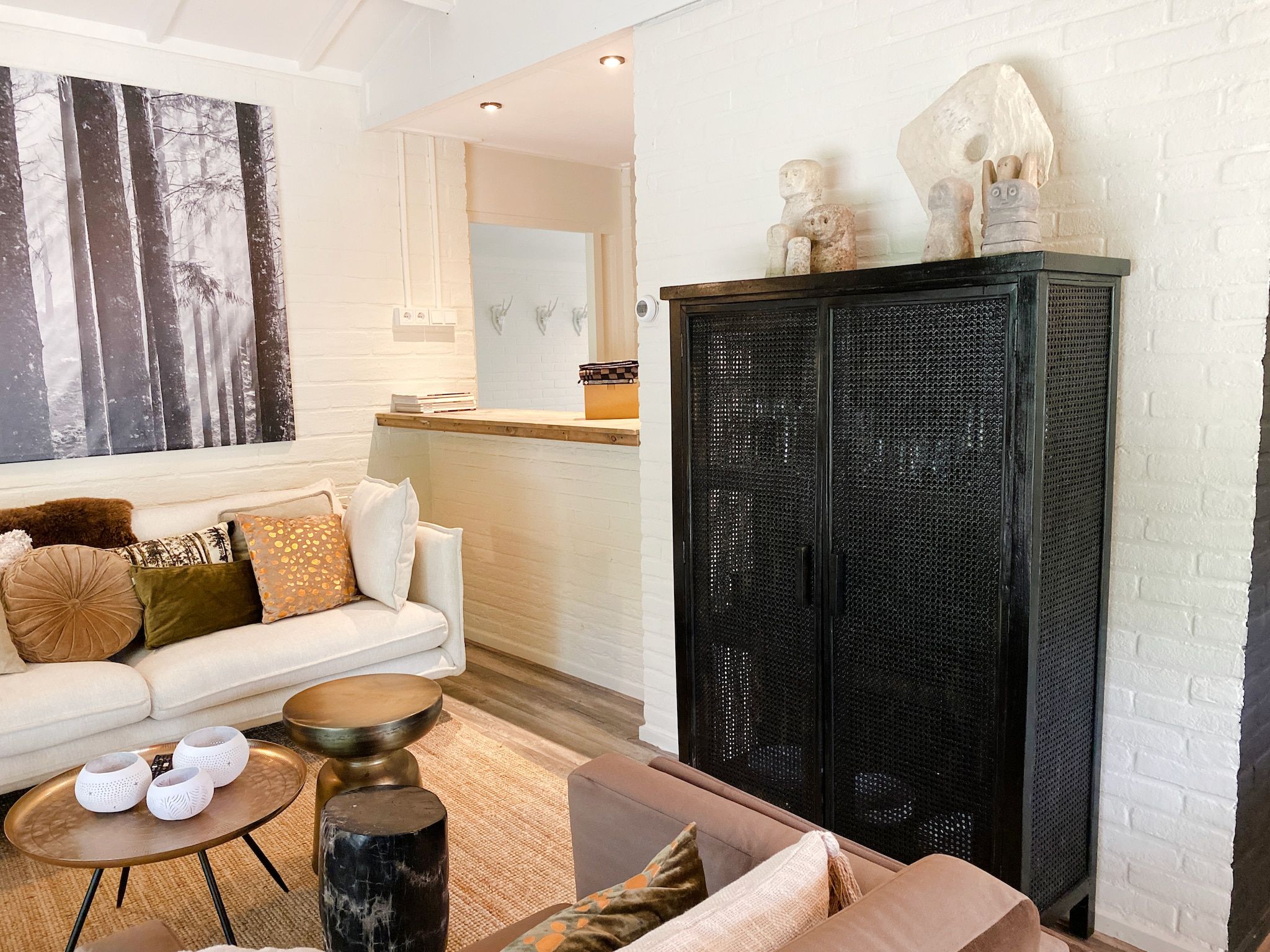 De woonkamer van Dutch Cabin Houses C66 in Rheezerveen