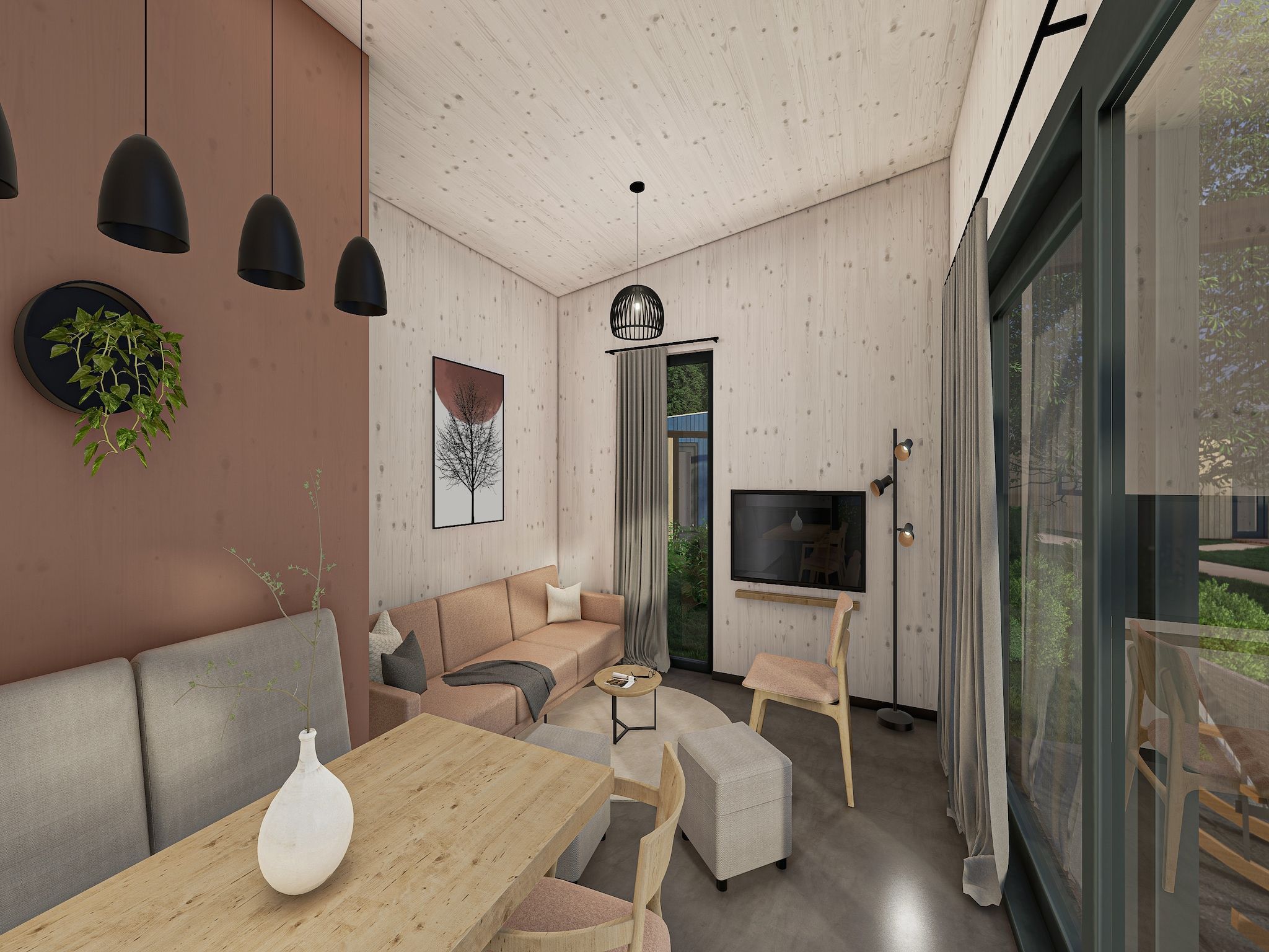 De woonkamer van Vakantiepark Klein Vink 25 in Arcen