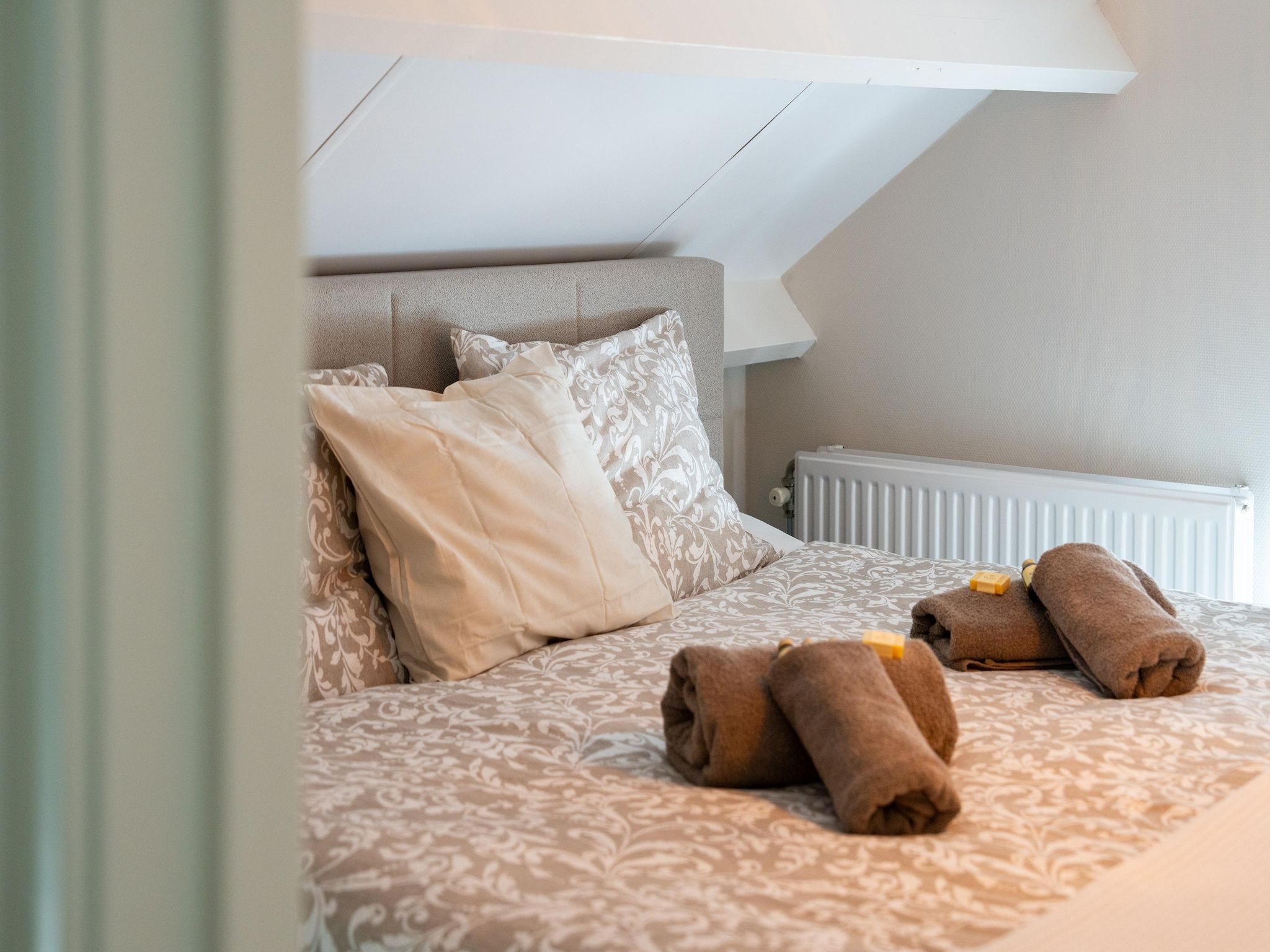 Een slaapkamer van Luxe vakantiehuis Veluwe met Wellness in Veluwe