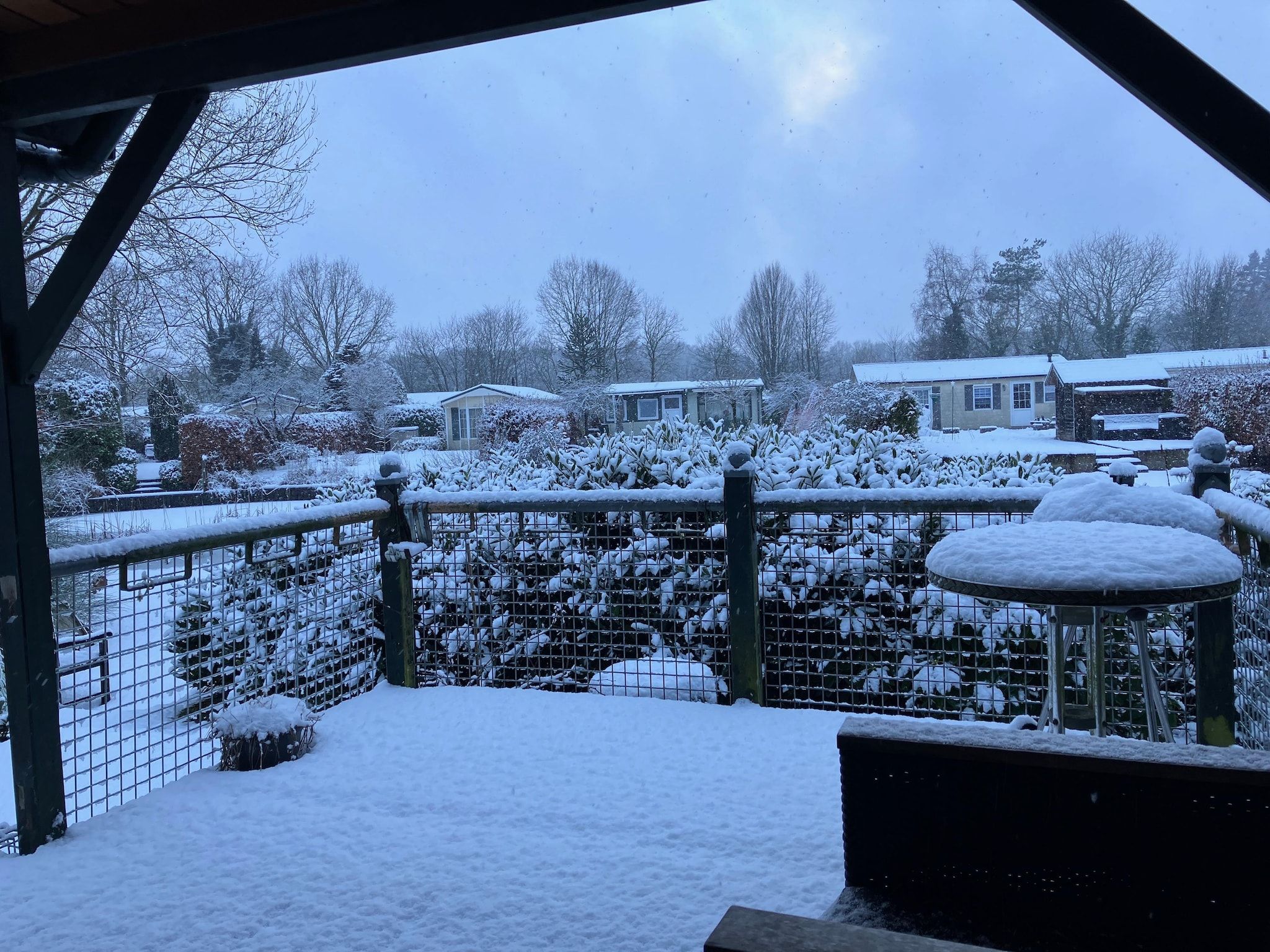 Het uitzicht vanaf Knus chalet In een rustige omgeving met vijver in Stegeren