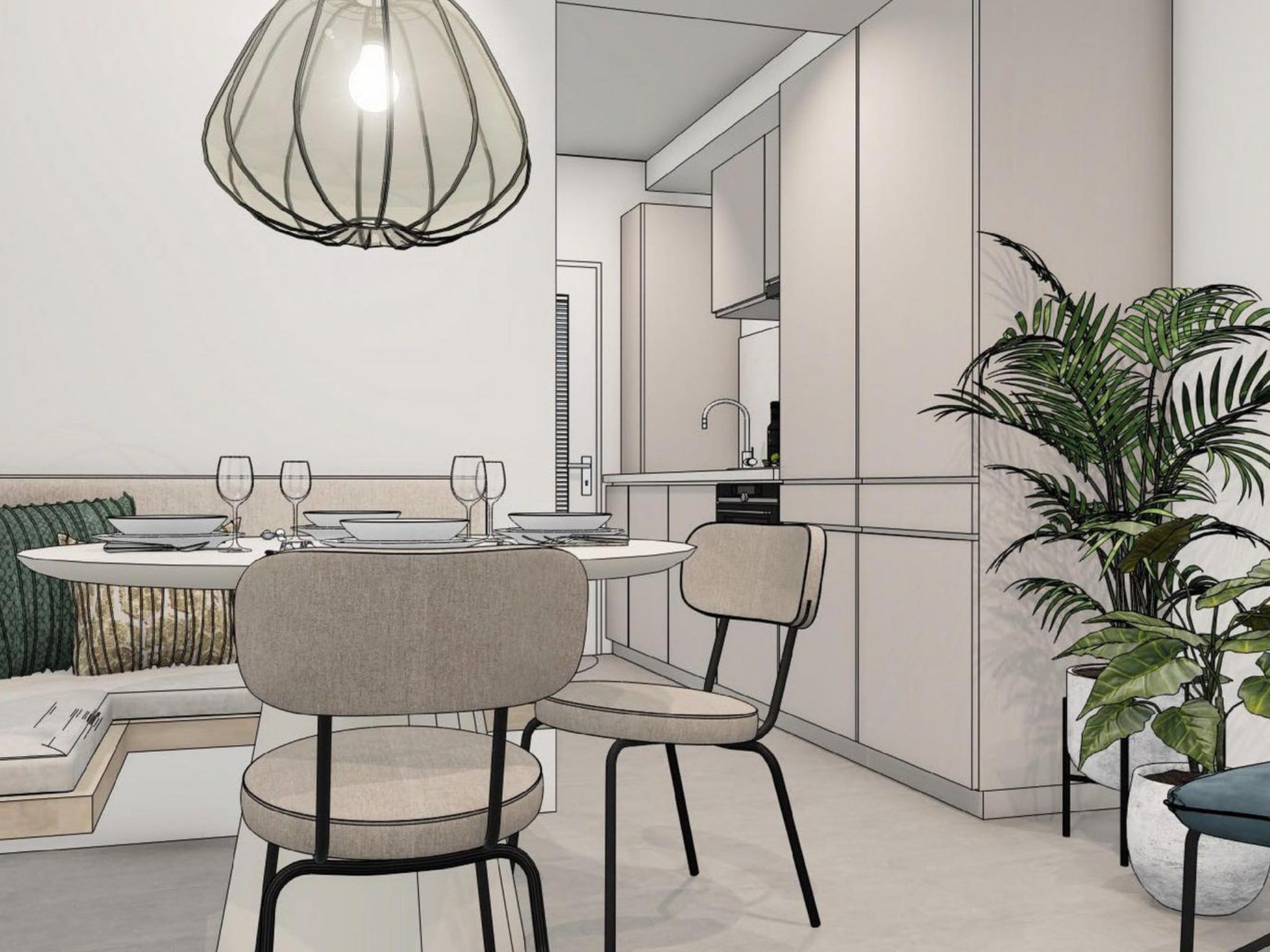 De eetkamer van Nieuwstraat 1  Zoutelande 'Kurhaus - 4 met sauna in Zoutelande
