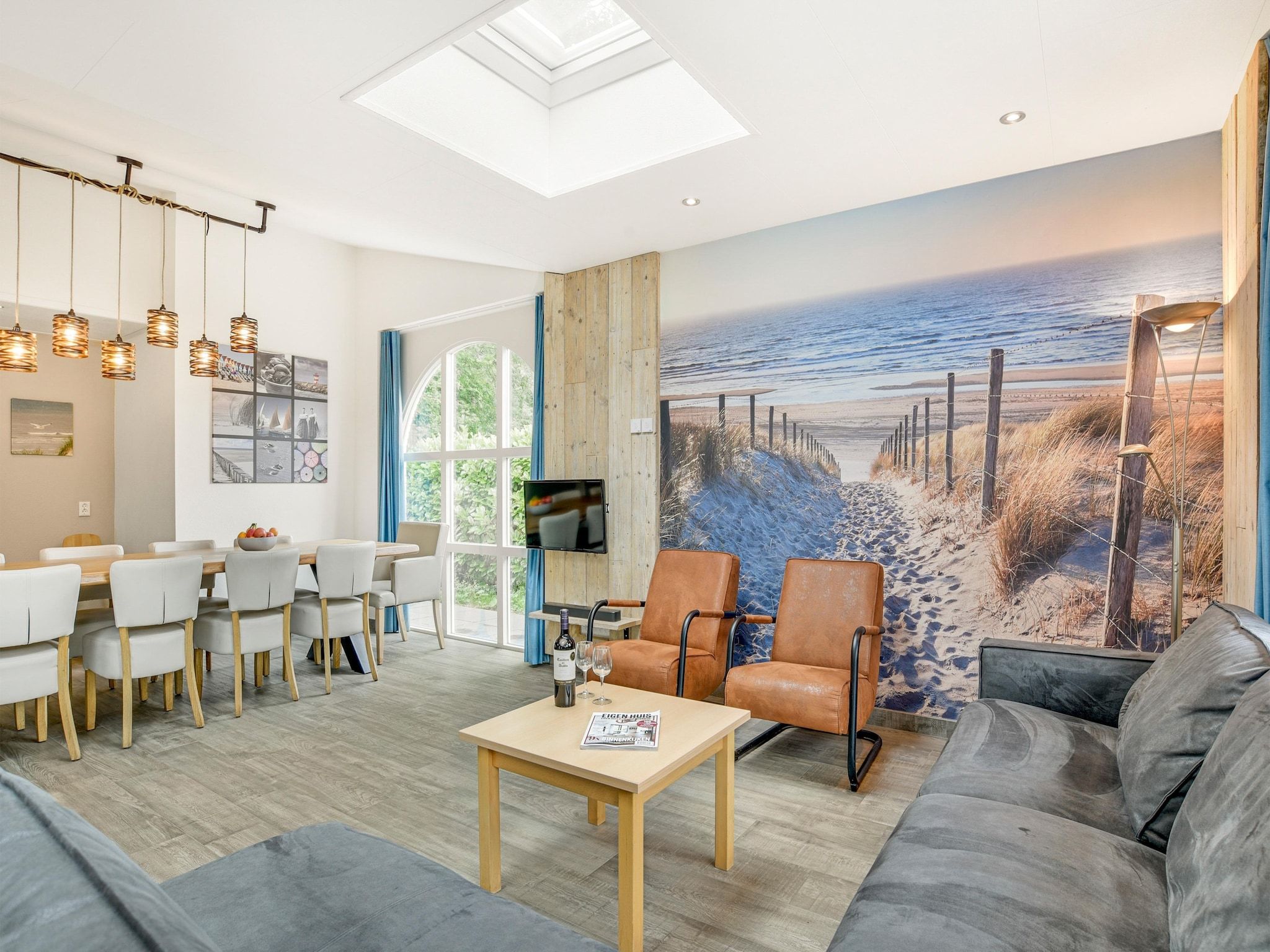 De woonkamer van Parc Port Greve 1 in Brouwershaven