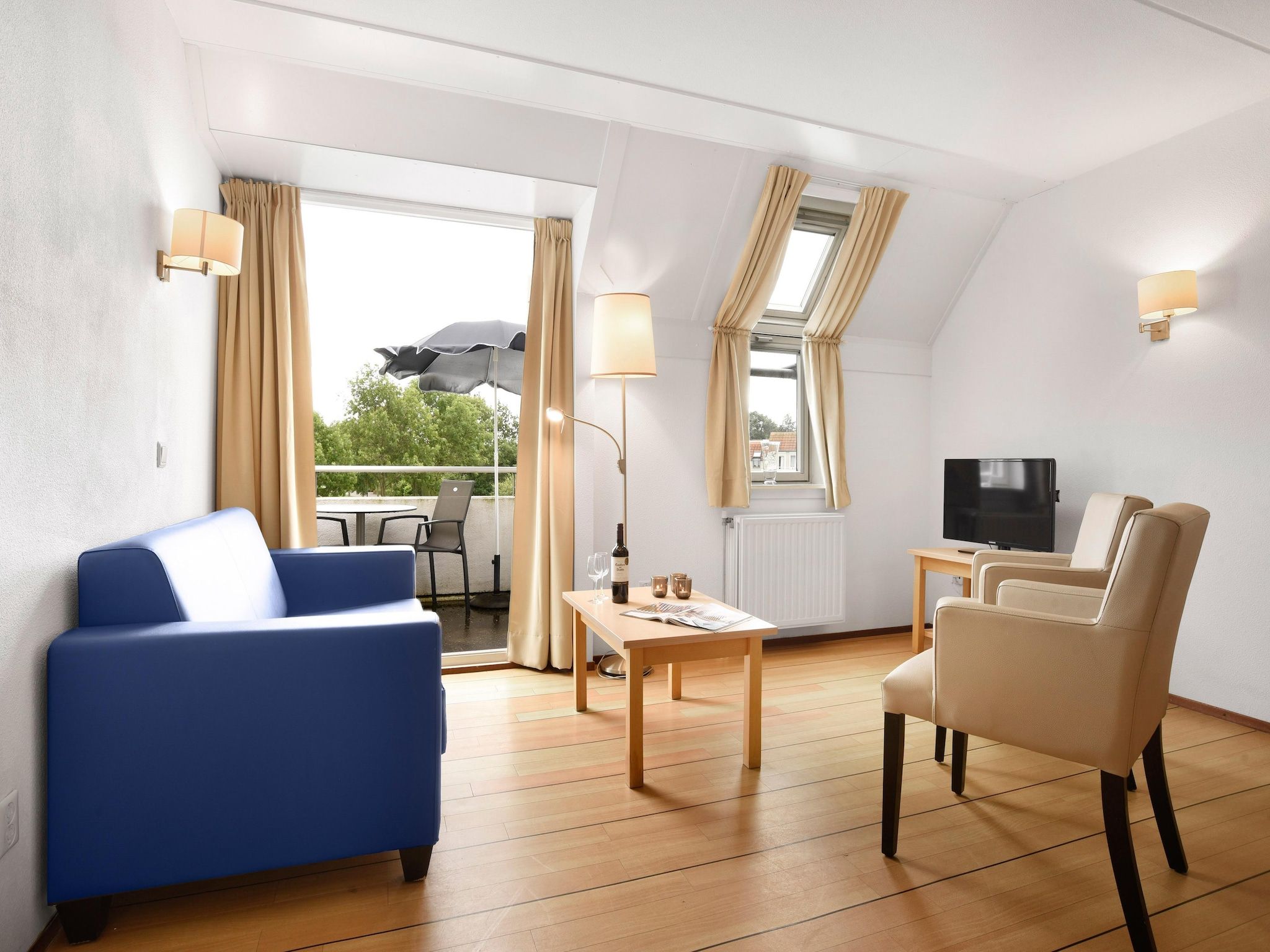 De woonkamer van Parc Port Greve 3 in Brouwershaven