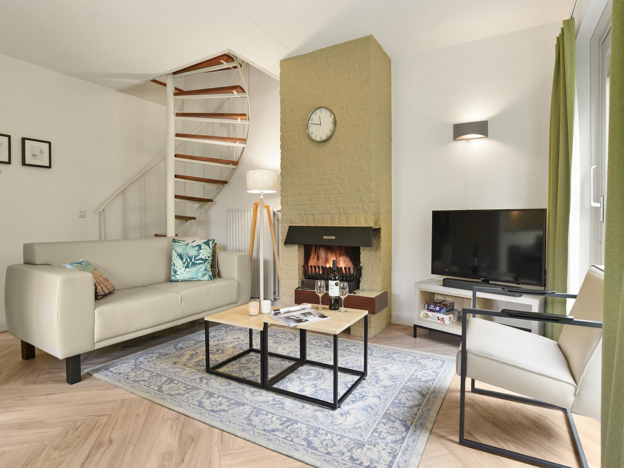 De woonkamer van Parc Port Greve 13 in Brouwershaven