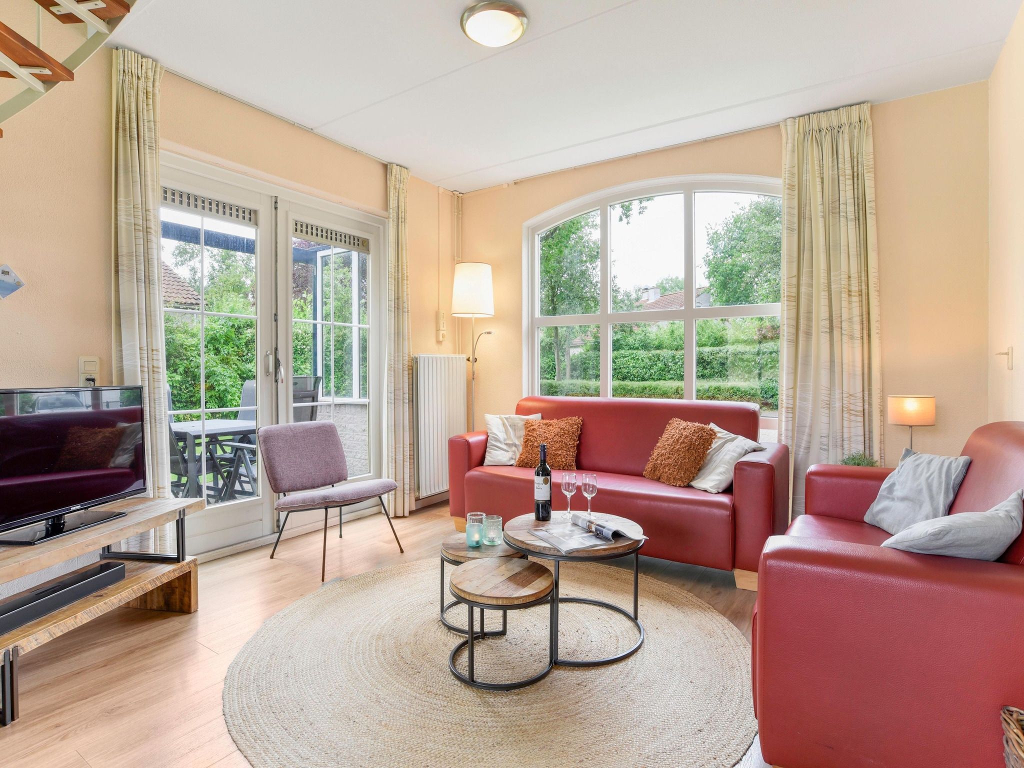 De woonkamer van Parc Port Greve 16 in Brouwershaven