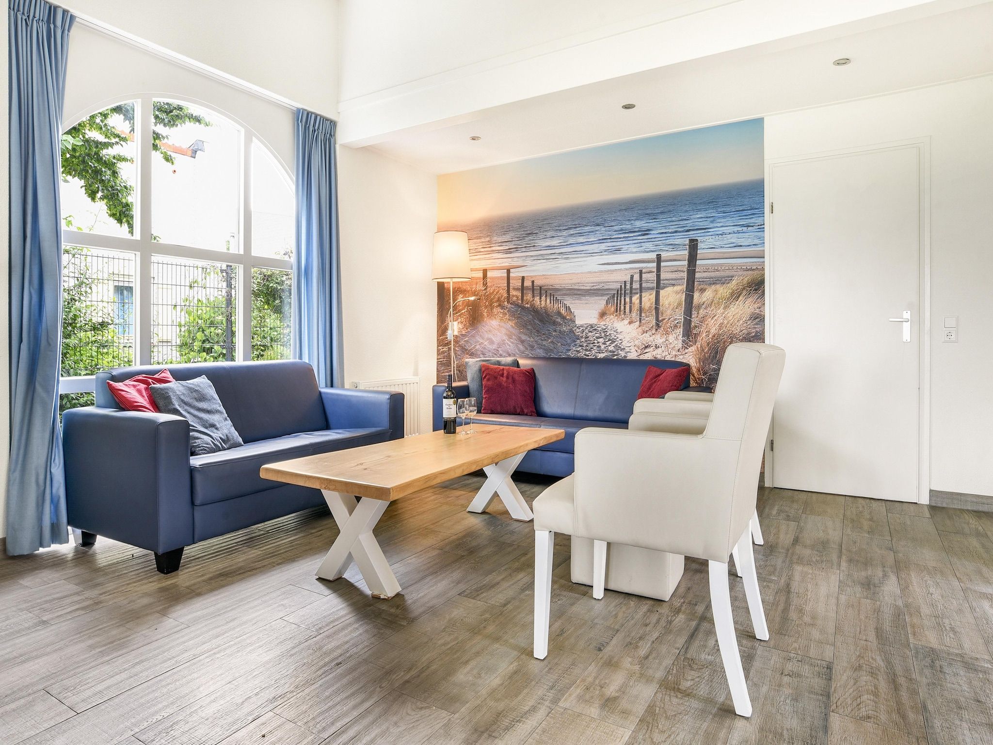 De woonkamer van Parc Port Greve 19 in Brouwershaven