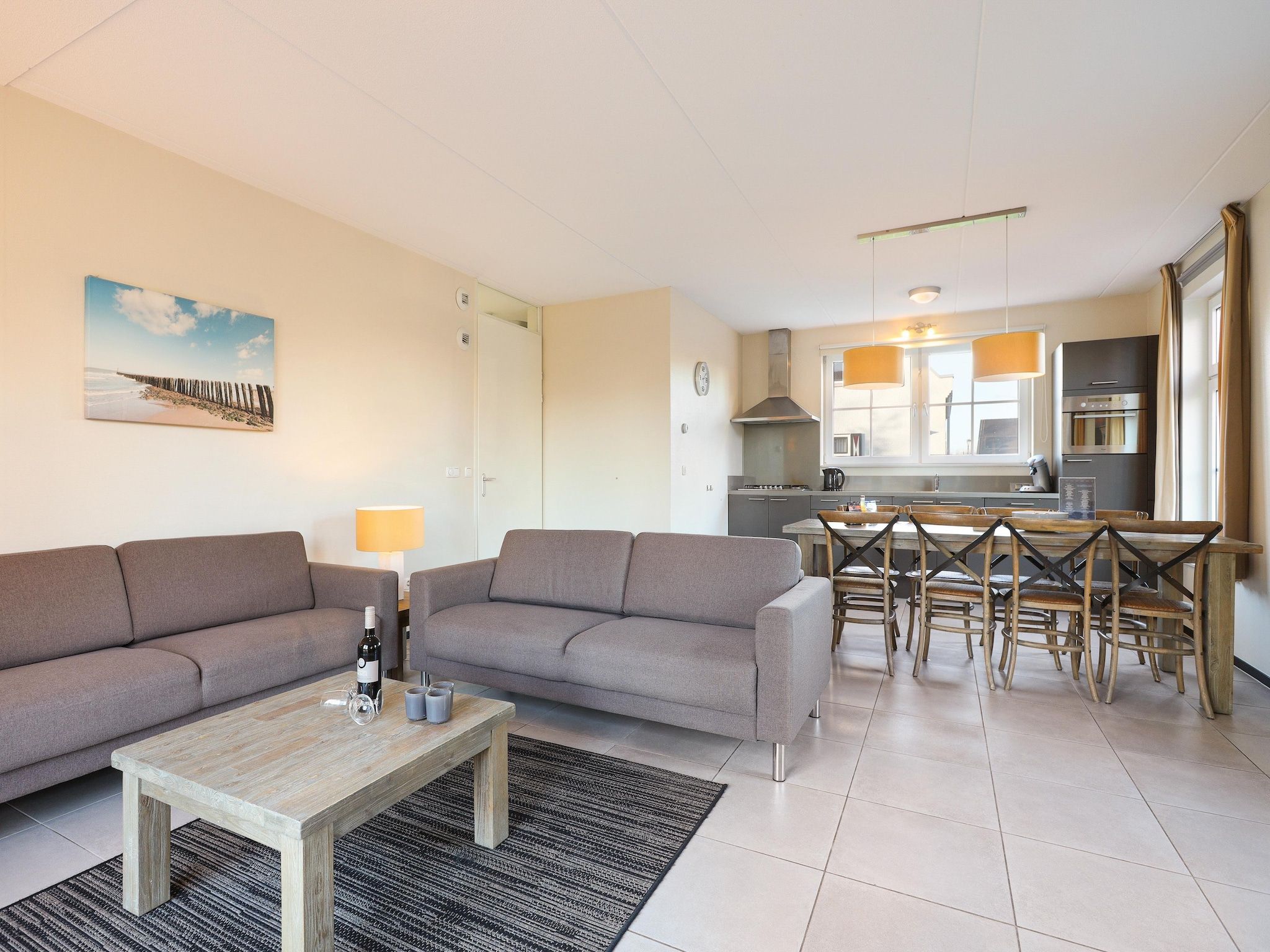 De woonkamer van Strand Resort Nieuwvliet-Bad 12 in Nieuwvliet