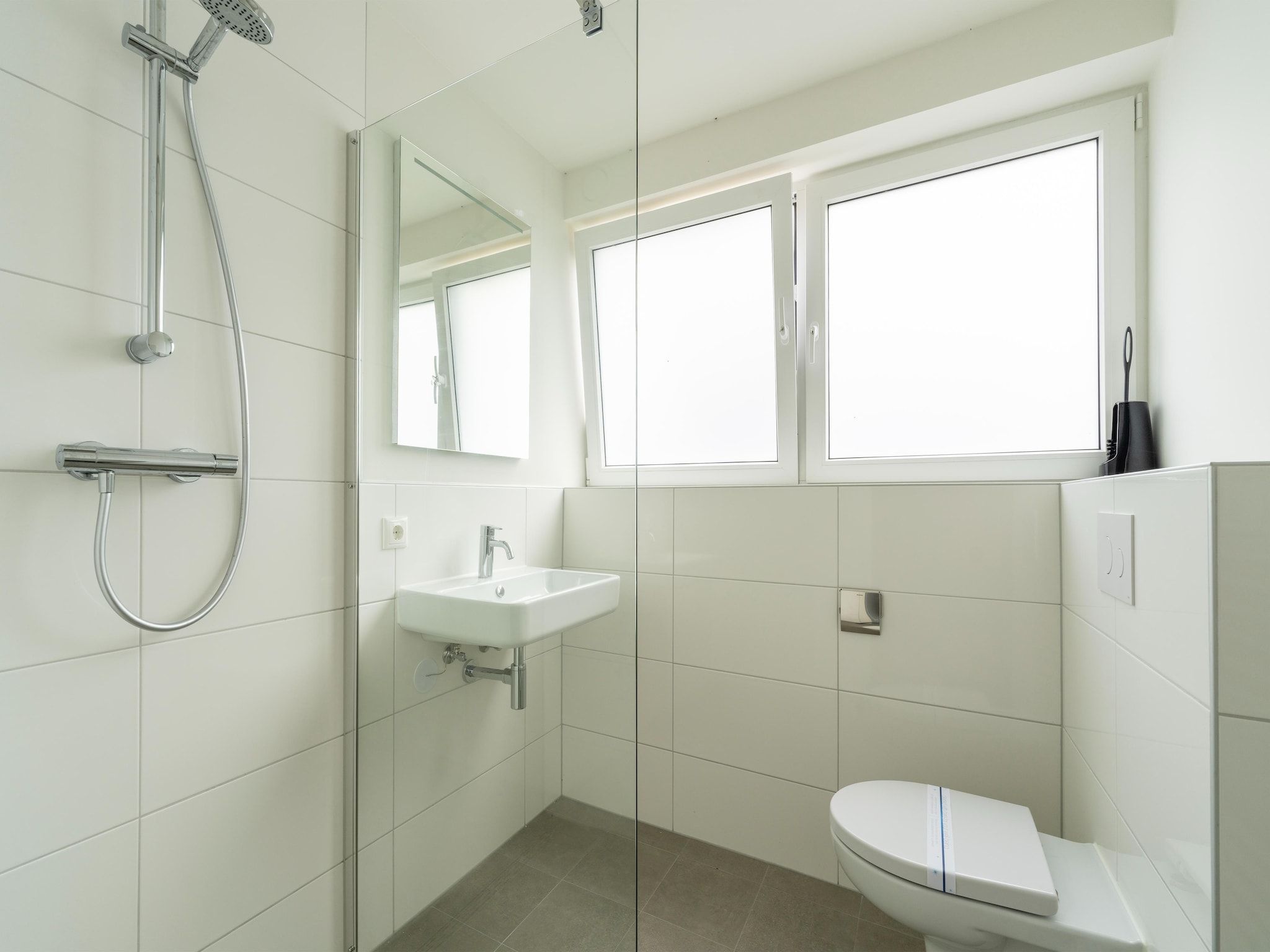 De badkamer van Kuifduiker 5 in Simonshaven