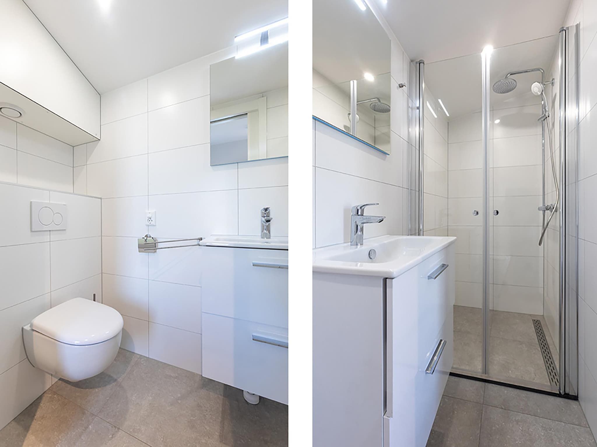 De badkamer van Docklodge 34 in Delfstrahuizen