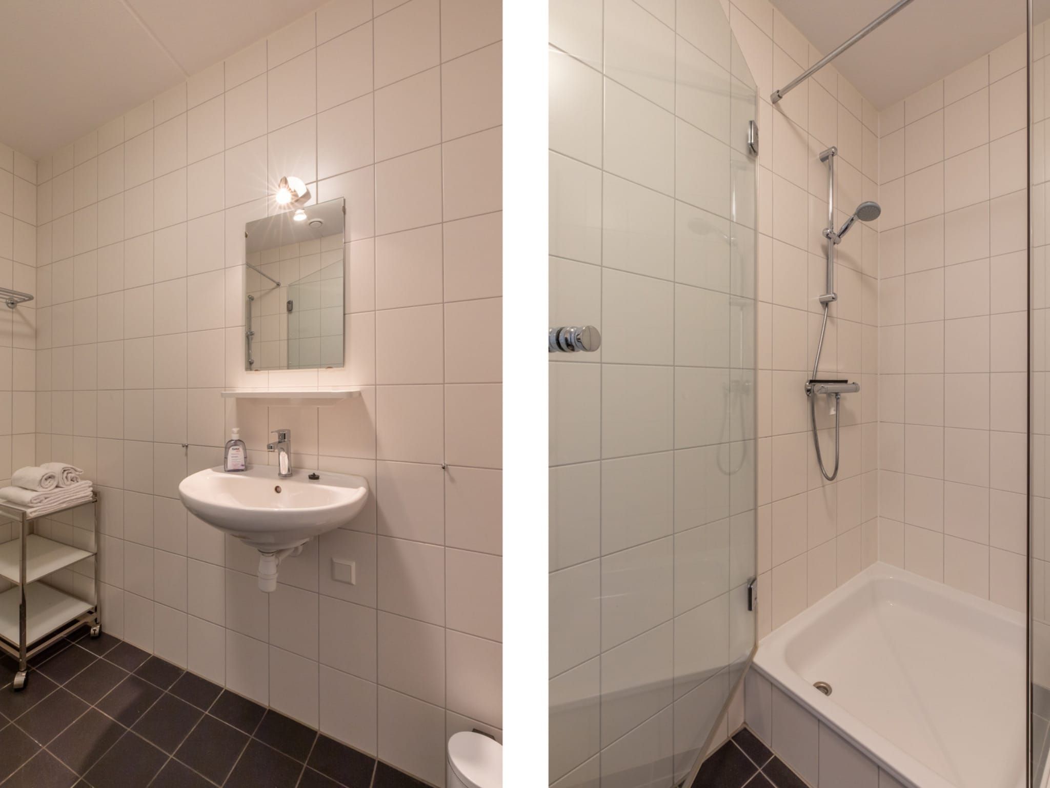 De badkamer van Vakantiewoning 't Zoete Licht Residenz - Willibrordusplein 28 C  Zoutelande in Zoutelande