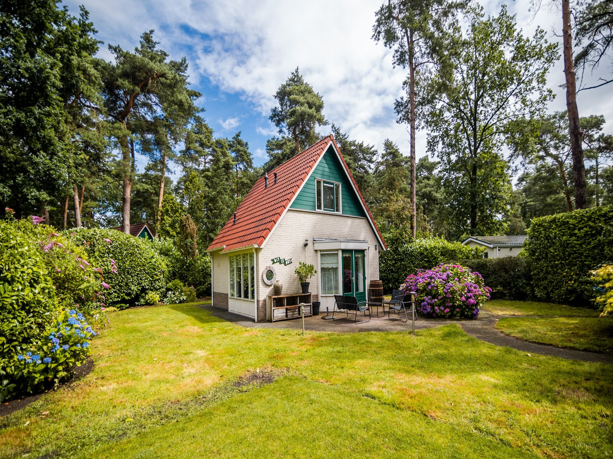 Het uitzicht vanaf 4-persoons stenen bosvilla in Markelo