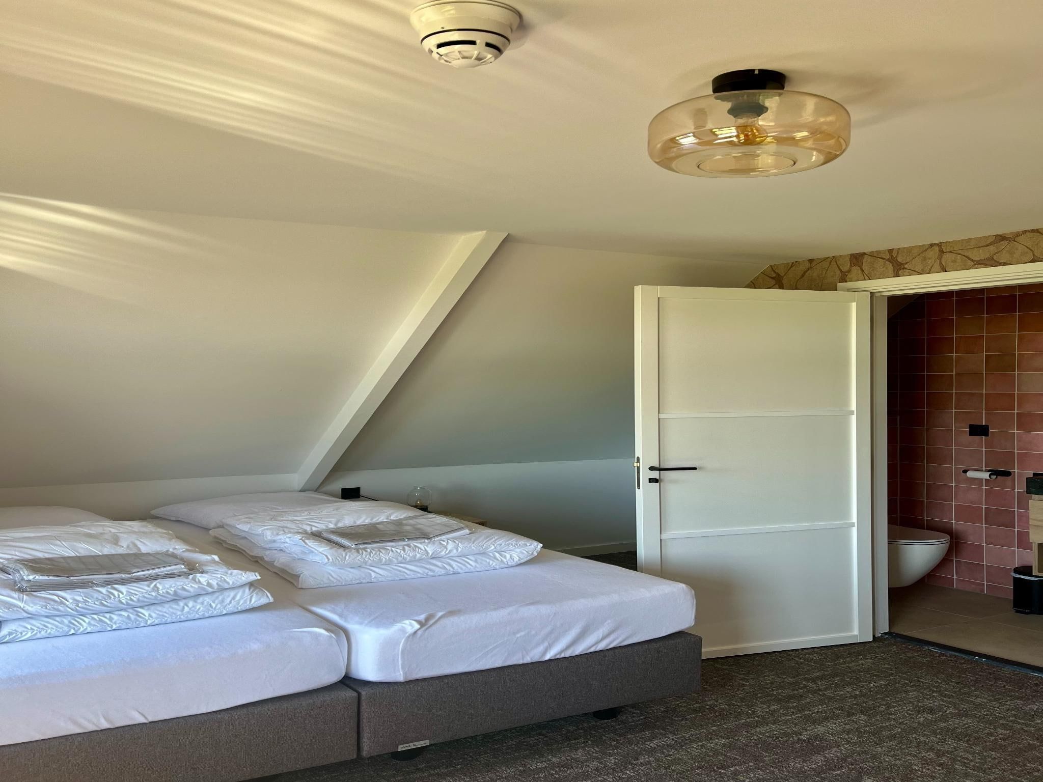 Een slaapkamer van Groepsaccommodatie + 4 large greenhouses (36 personen) in Scherpenzeel (FR)