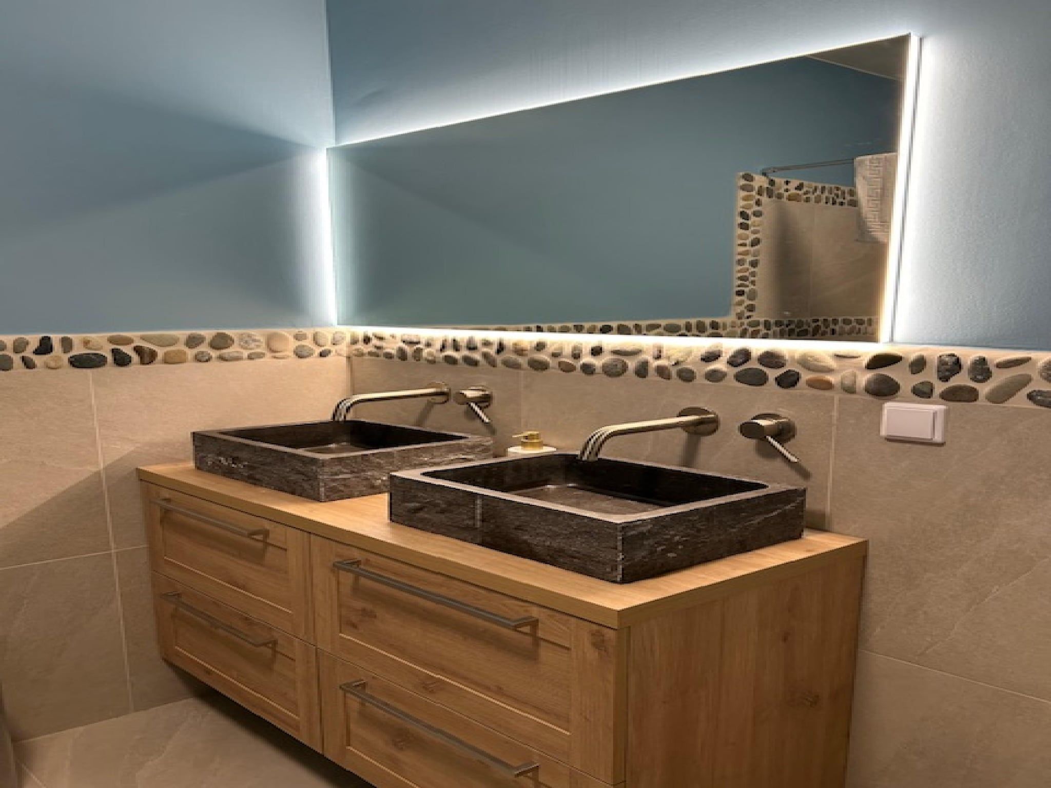 De badkamer van Ruischende Dennen in Huybergen