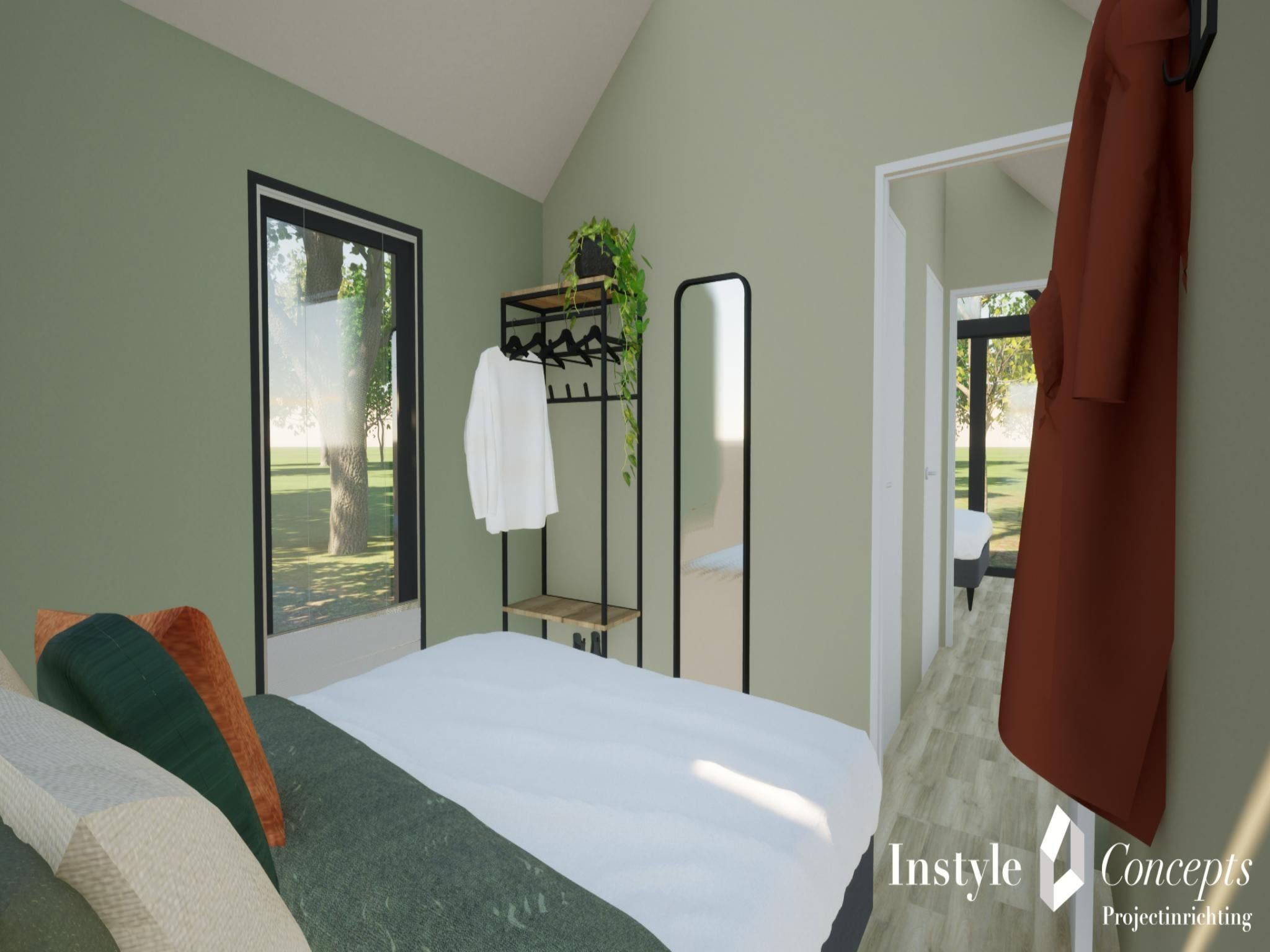 Een slaapkamer van Cosy Lodge | 6 persoons in Balkbrug