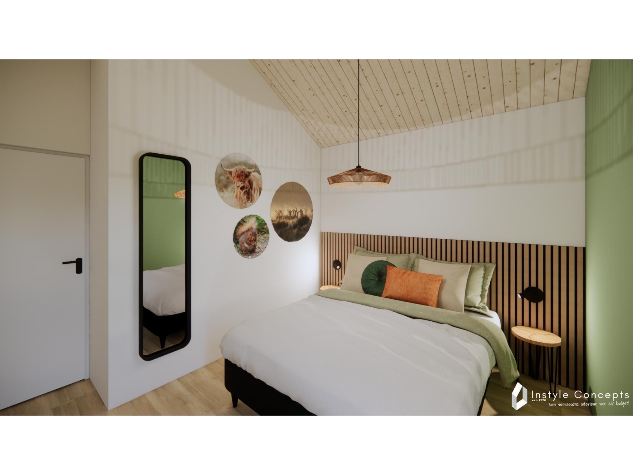 Een slaapkamer van Reestdal lodge | 6 persoons in Balkbrug