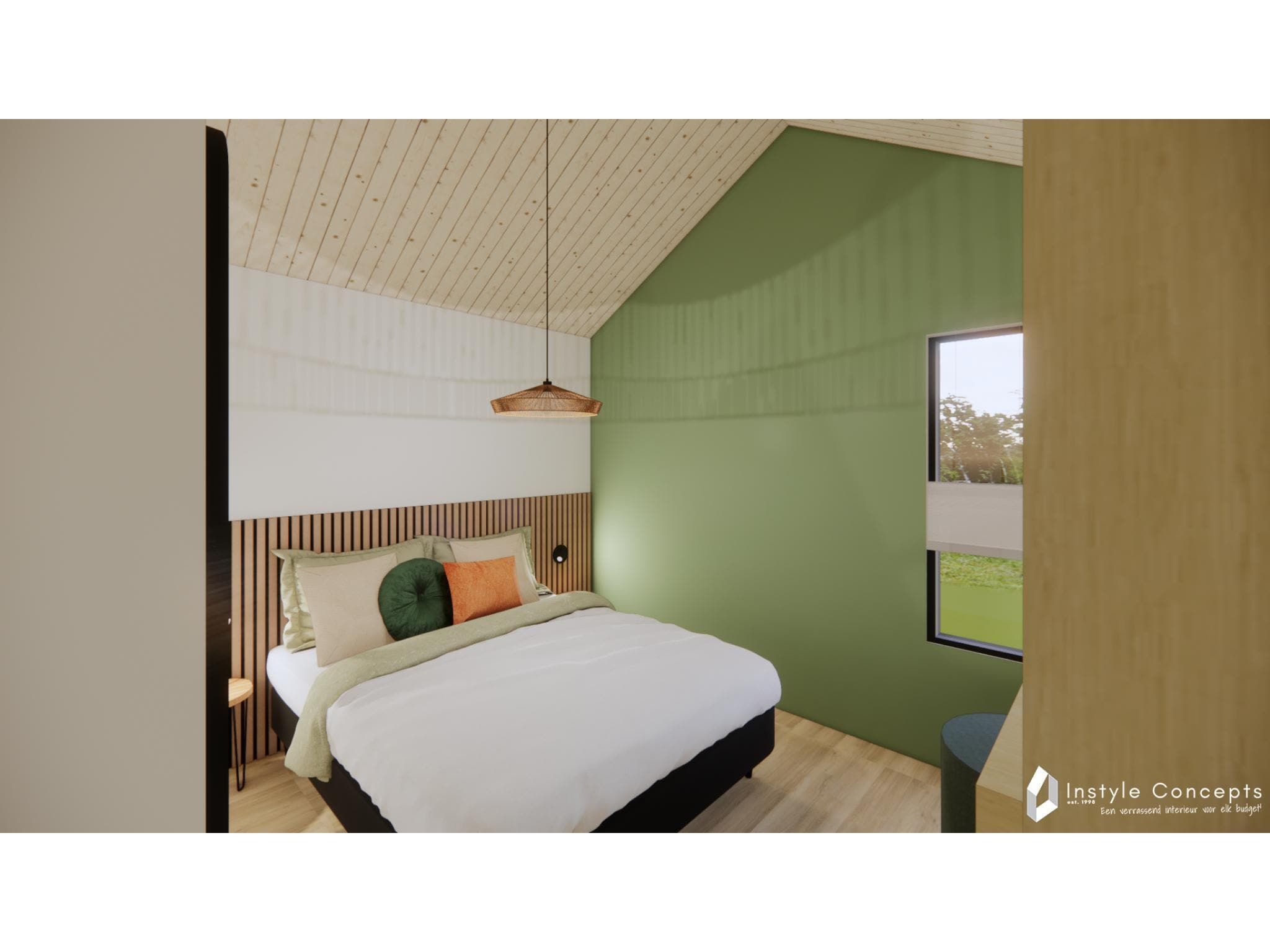 Een slaapkamer van Reestdal lodge | 6 persoons in Balkbrug