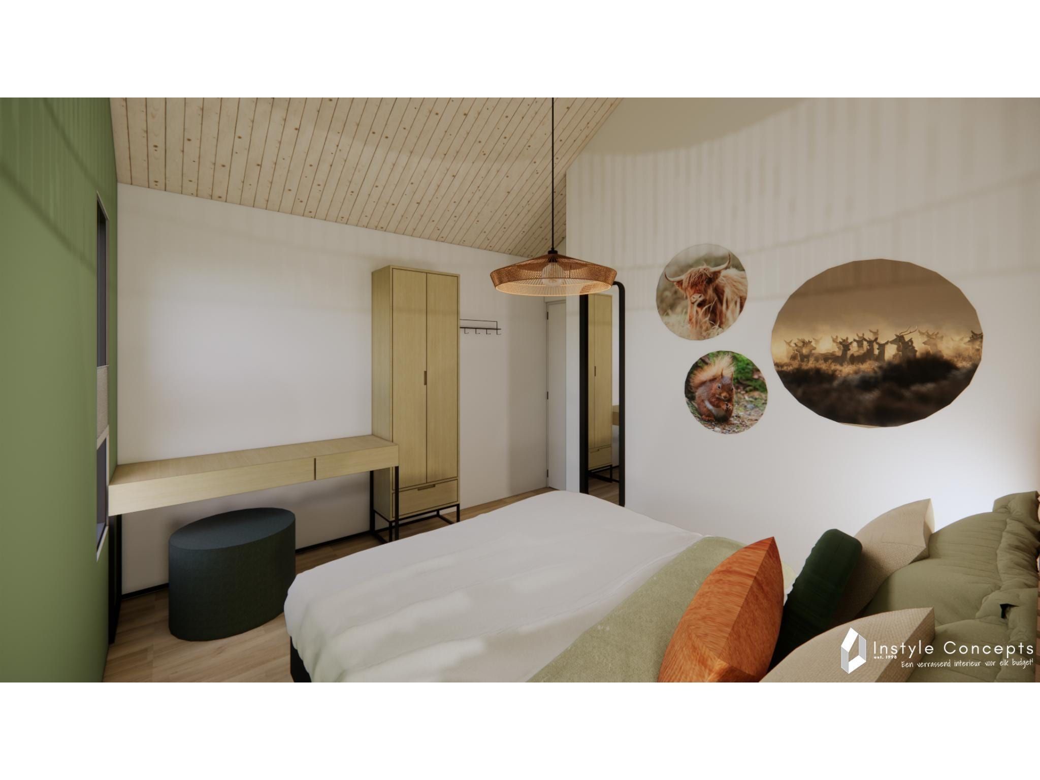 Een slaapkamer van Reestdal lodge | 6 persoons in Balkbrug