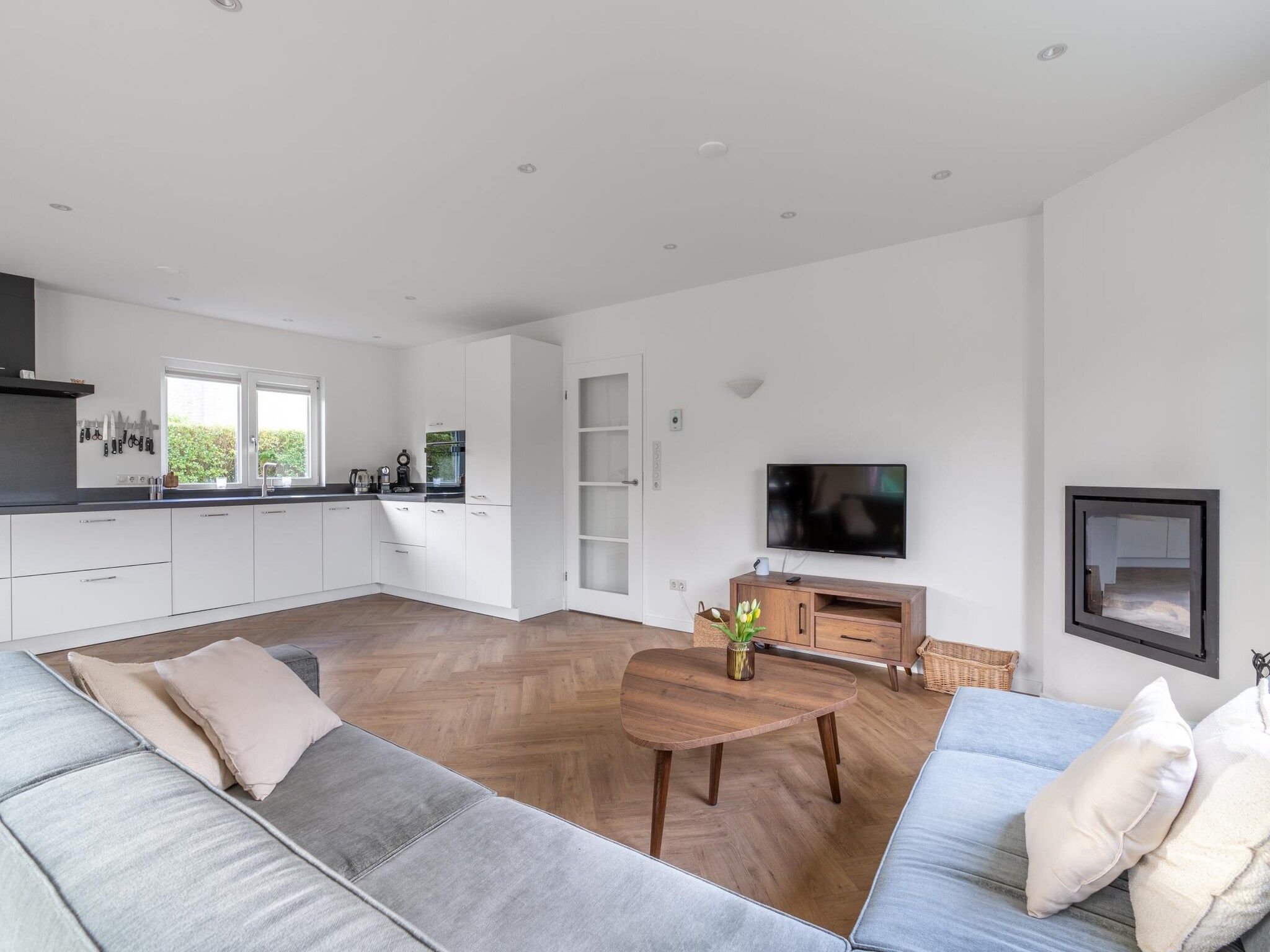 De woonkamer van Stappeland 197 in De Koog