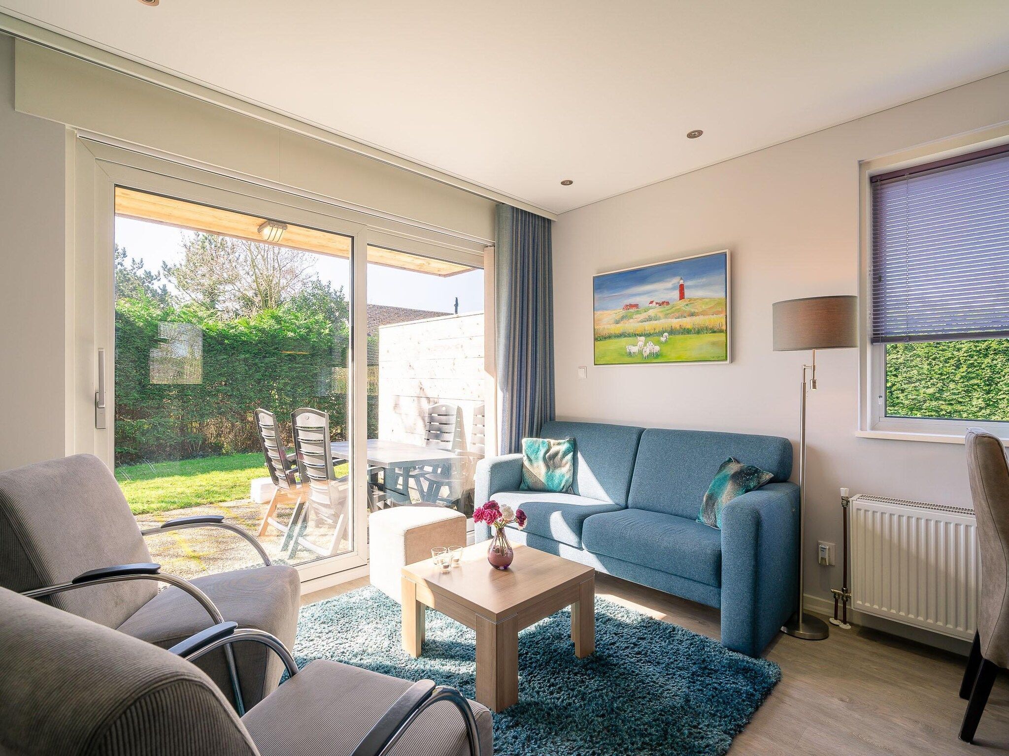 De woonkamer van Hoogelandt 92 in De Koog