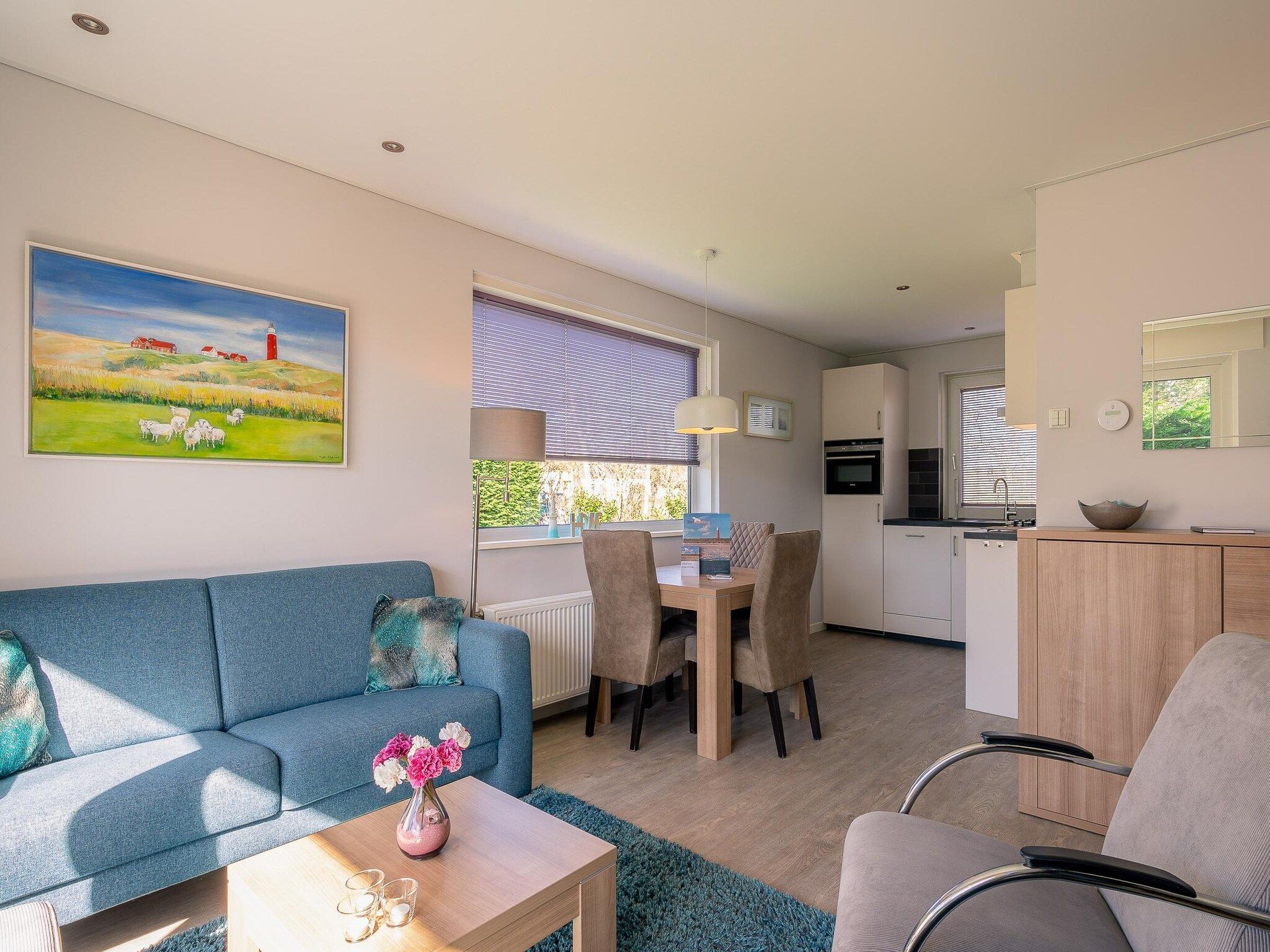 De woonkamer van Hoogelandt 92 in De Koog