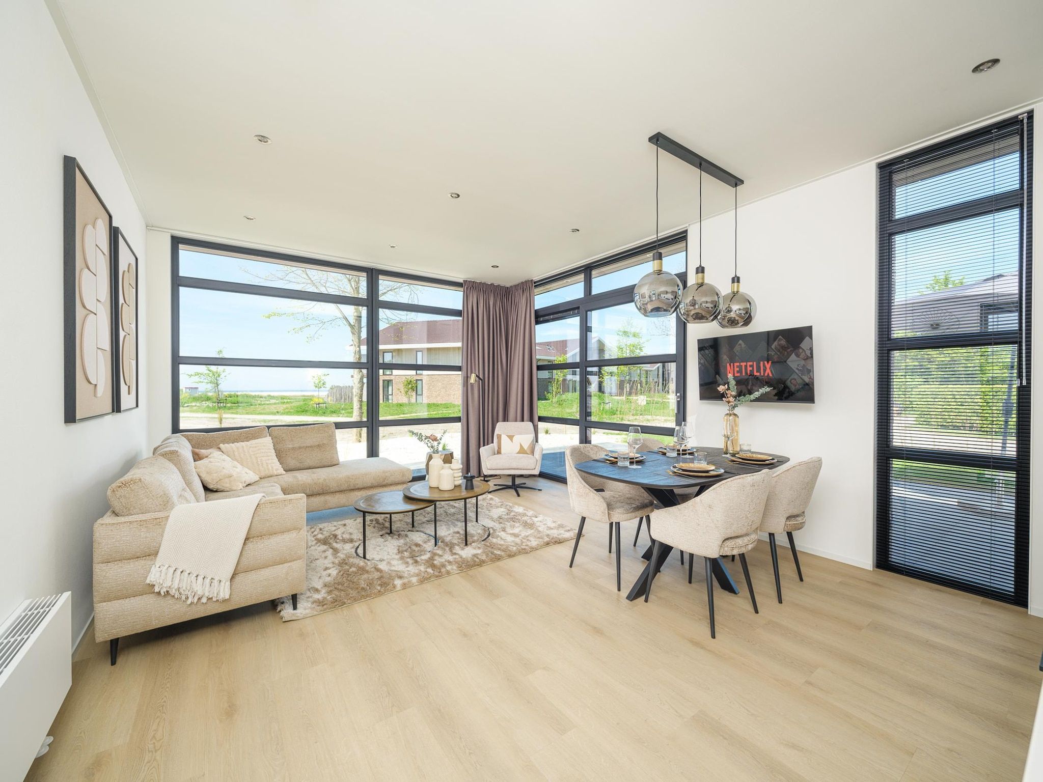 De woonkamer van Villa Meerzicht | 4 Pers. Sauna in Workum