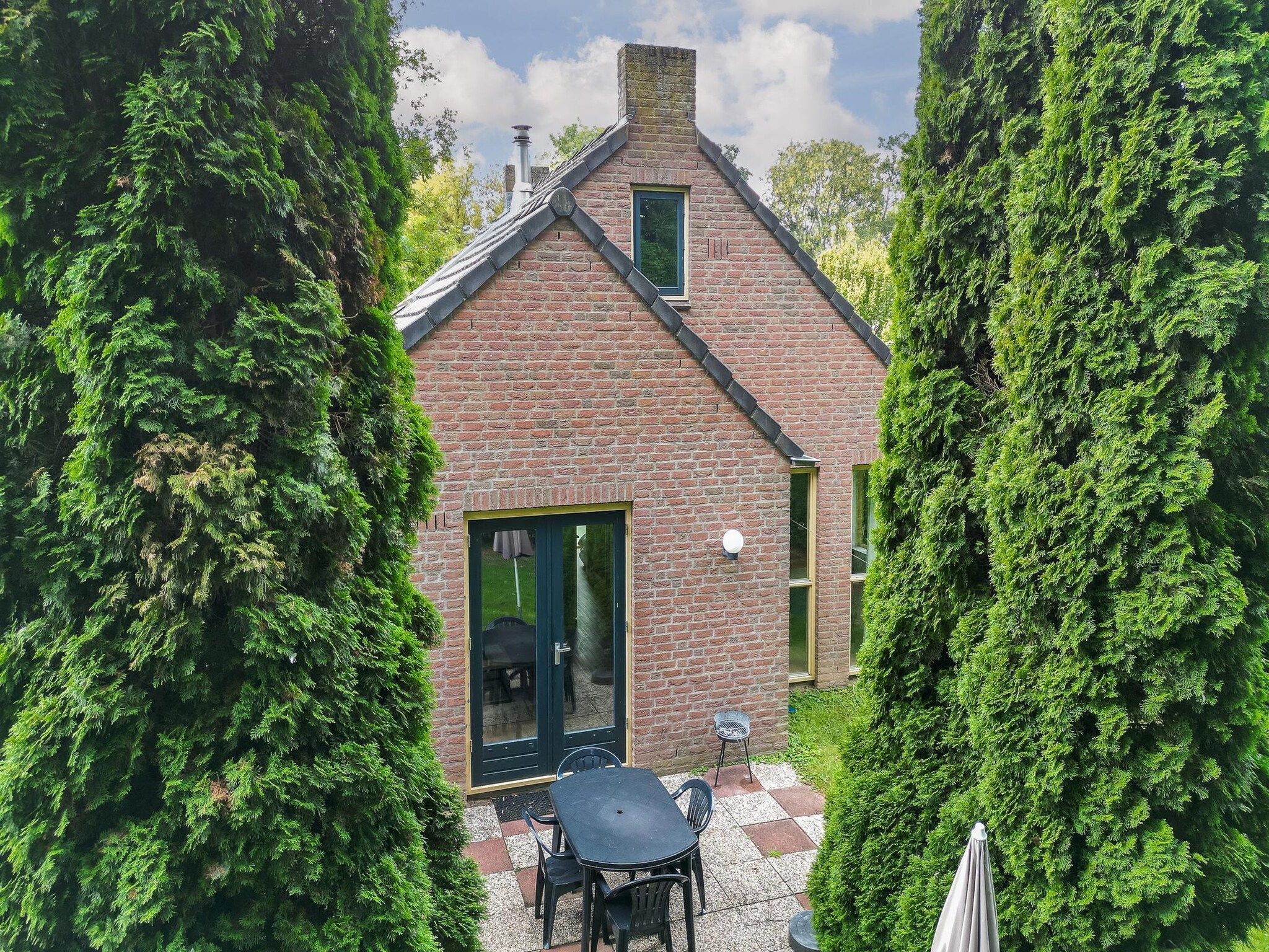 Het terras van 7 - Persoons Forest 217 Sauna Bungalow (copy) (copy) in Ewijk