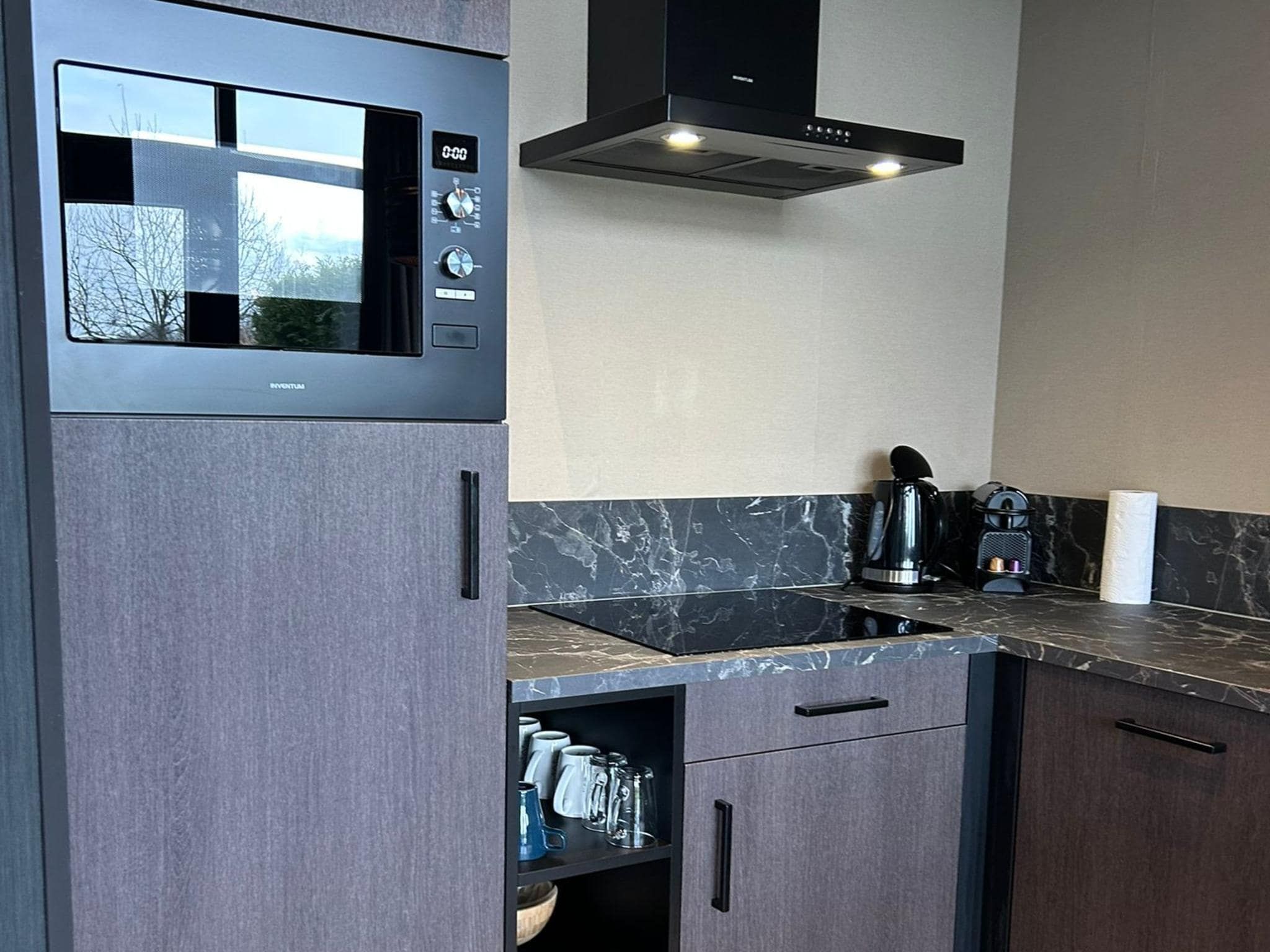 De keuken van Wellnesslodge Specht 2p in Dalerveen