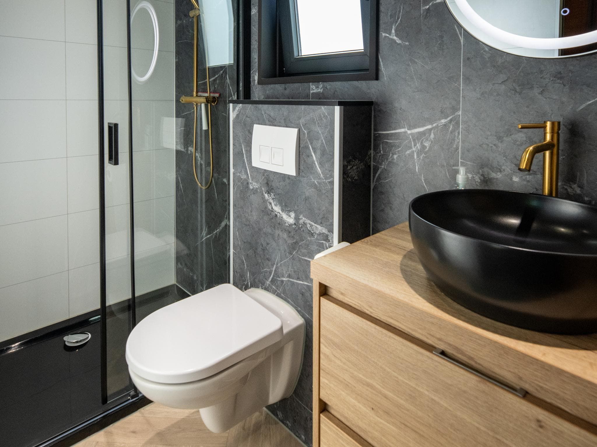 De badkamer van Wellnesslodge Merel 2p in Dalerveen