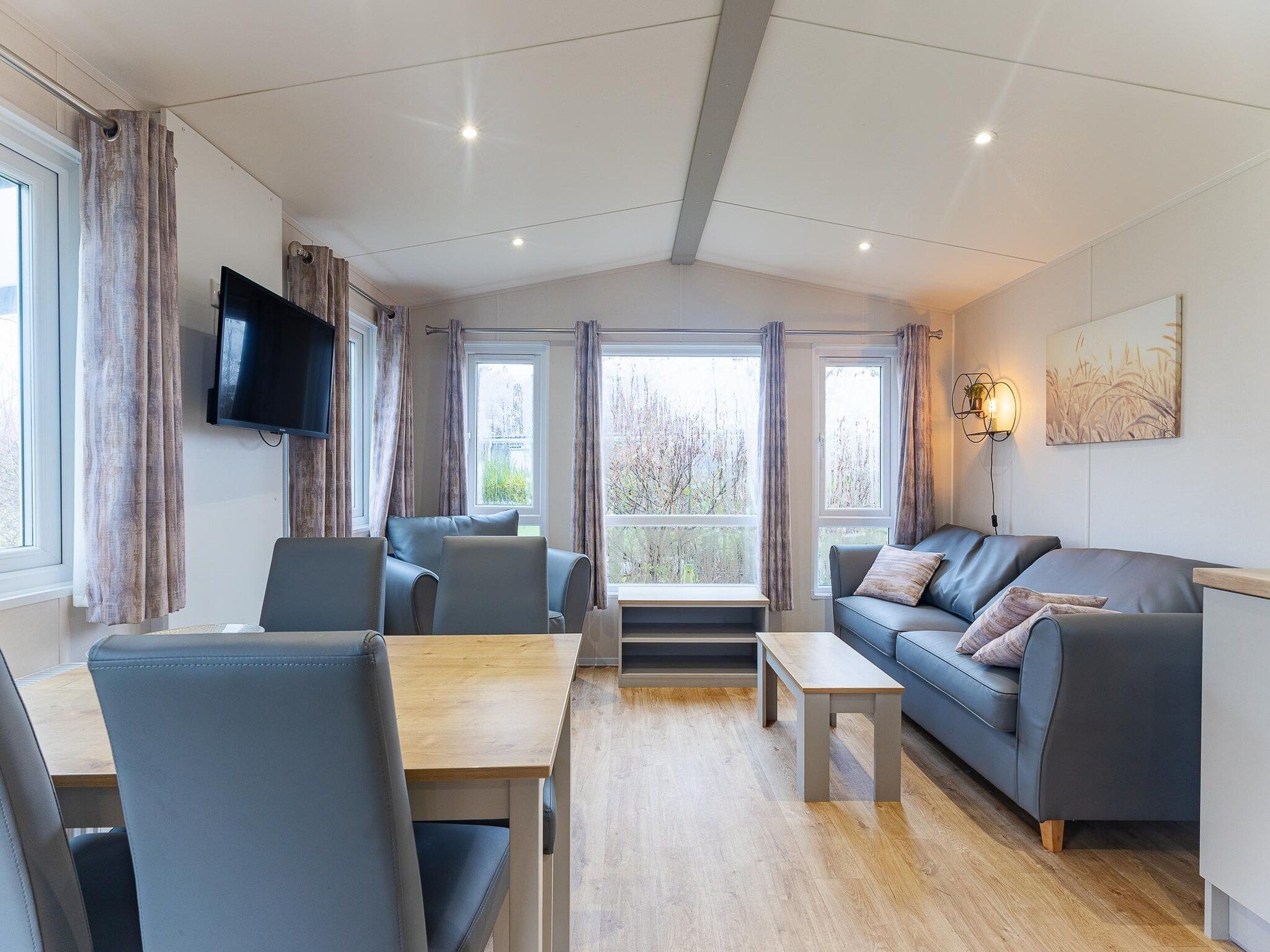 De woonkamer van Duinhoeve Chalet Vogel - Huisdier niet toegestaan in Burgh-Haamstede