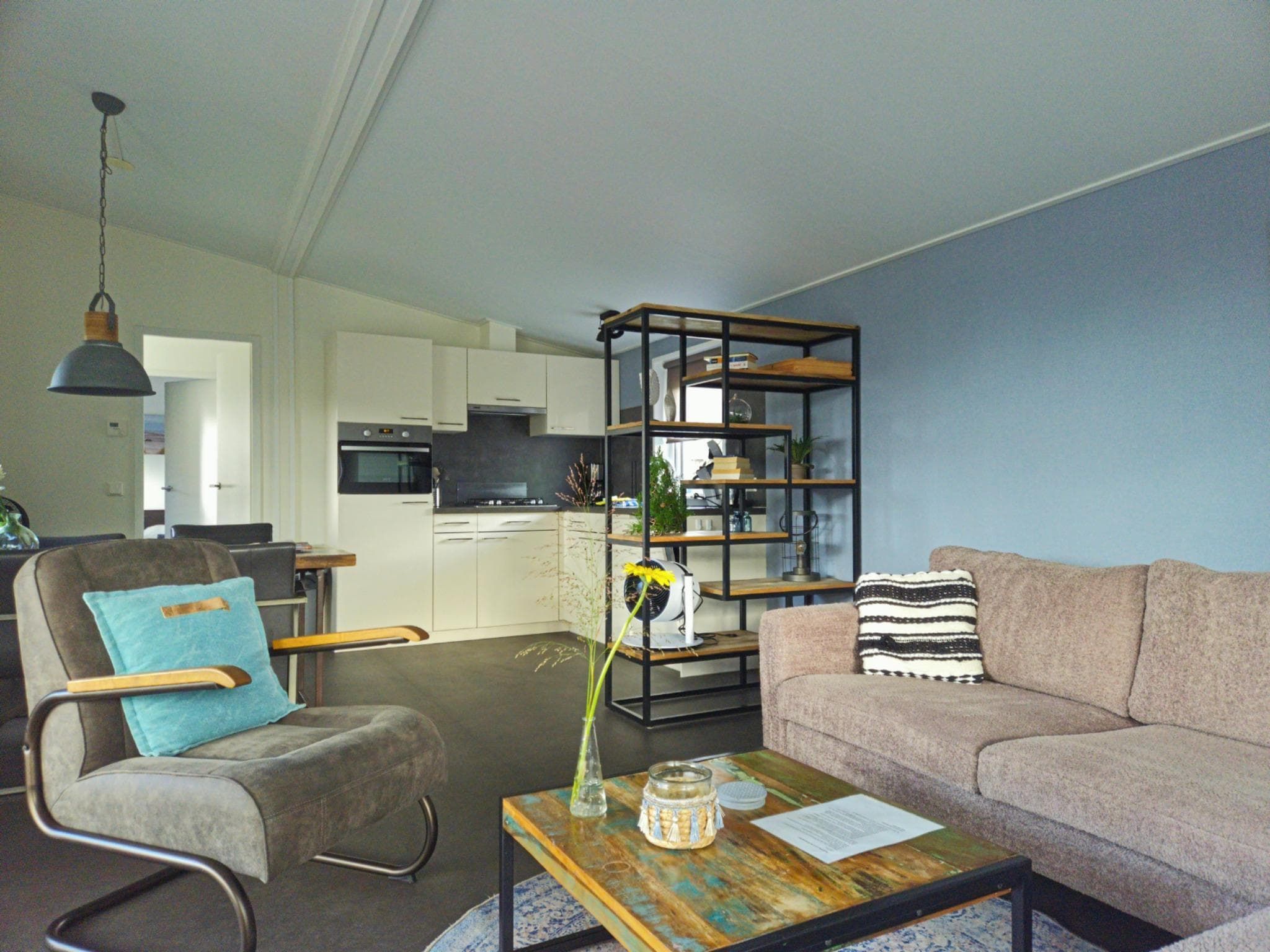 De woonkamer van Chalet 4-persoons Huisdiervrij in Noordwijk