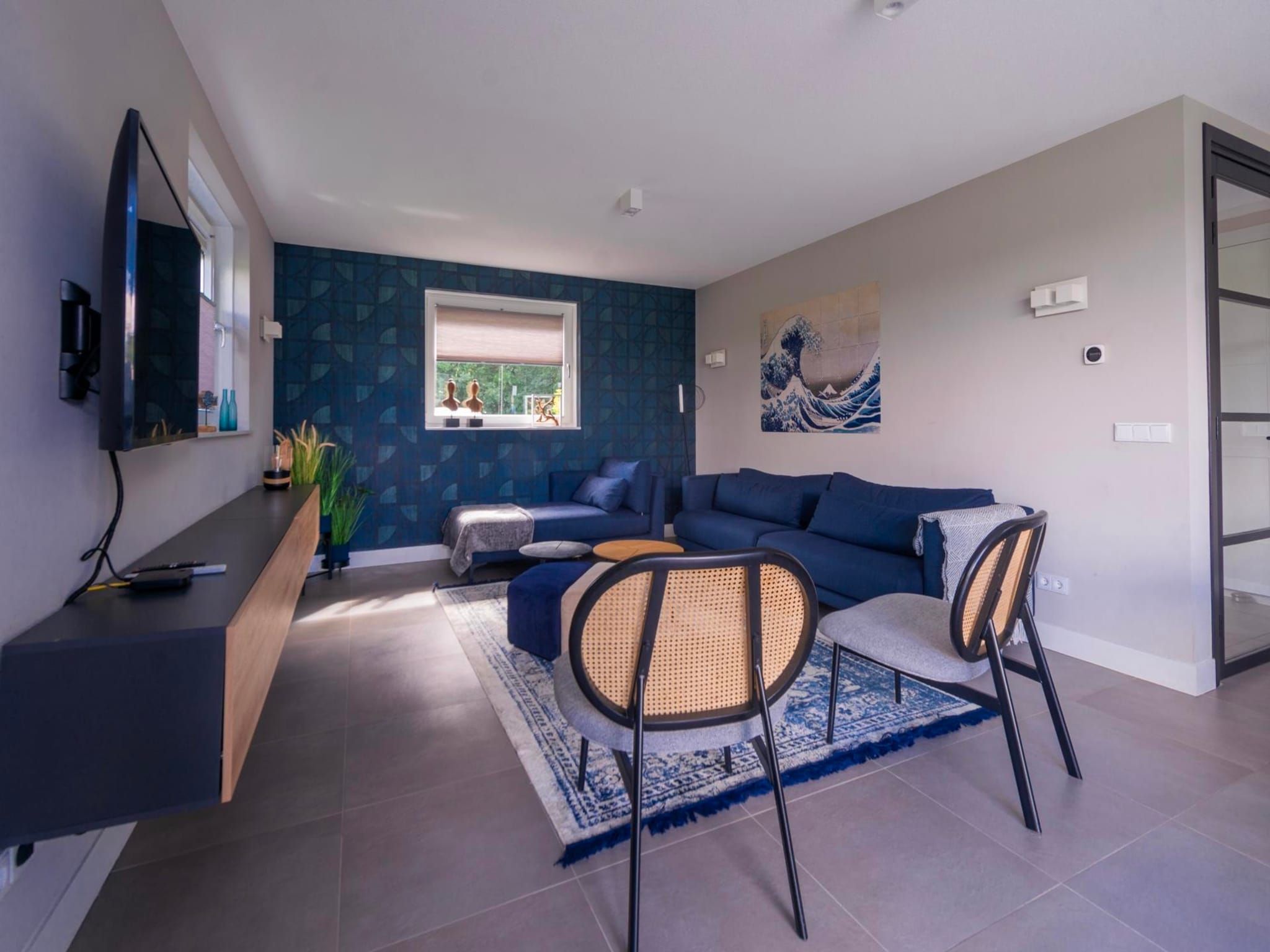 De woonkamer van Watervilla Plas van Francke in Sibculo