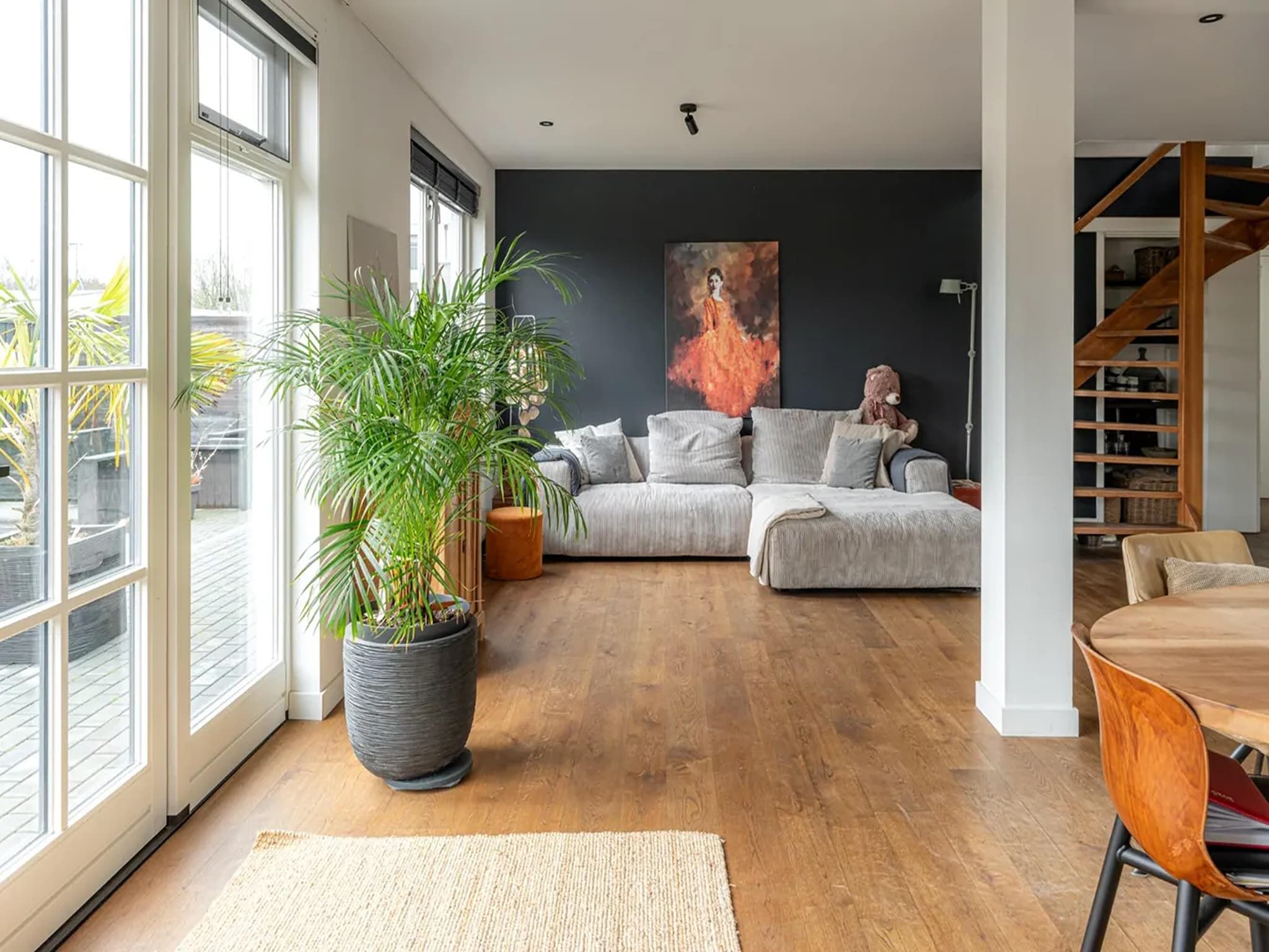 De woonkamer van De Stevenshoek in Langweer