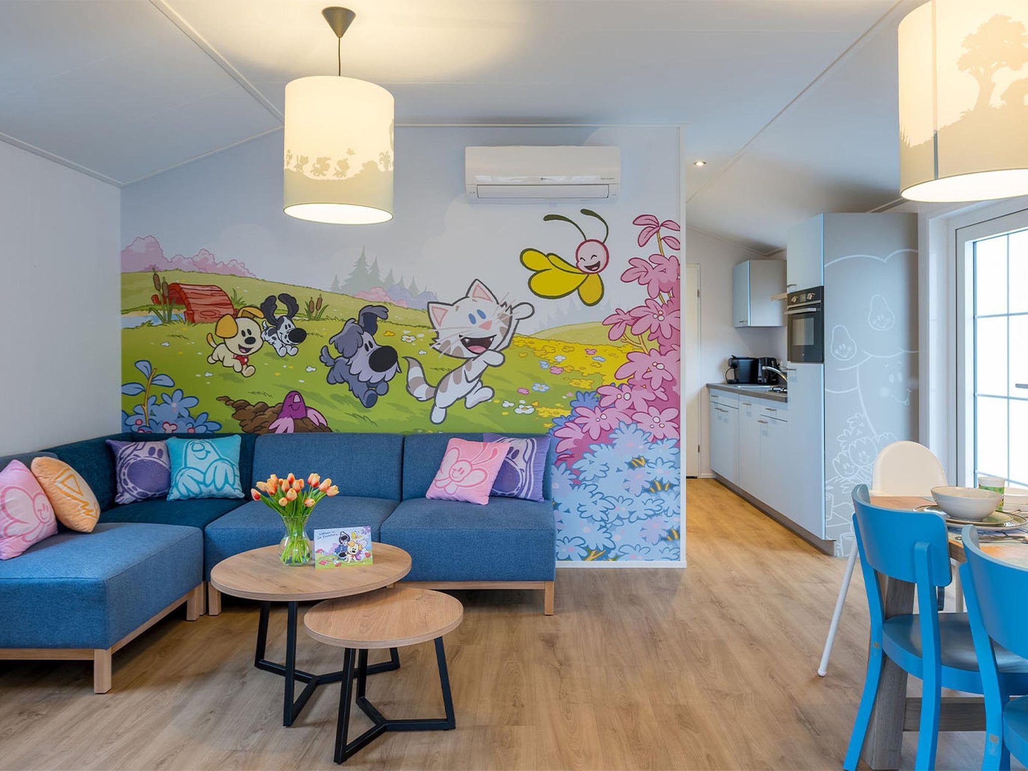 De woonkamer van Vlindertjes Venhuis 5p in Hoogerheide