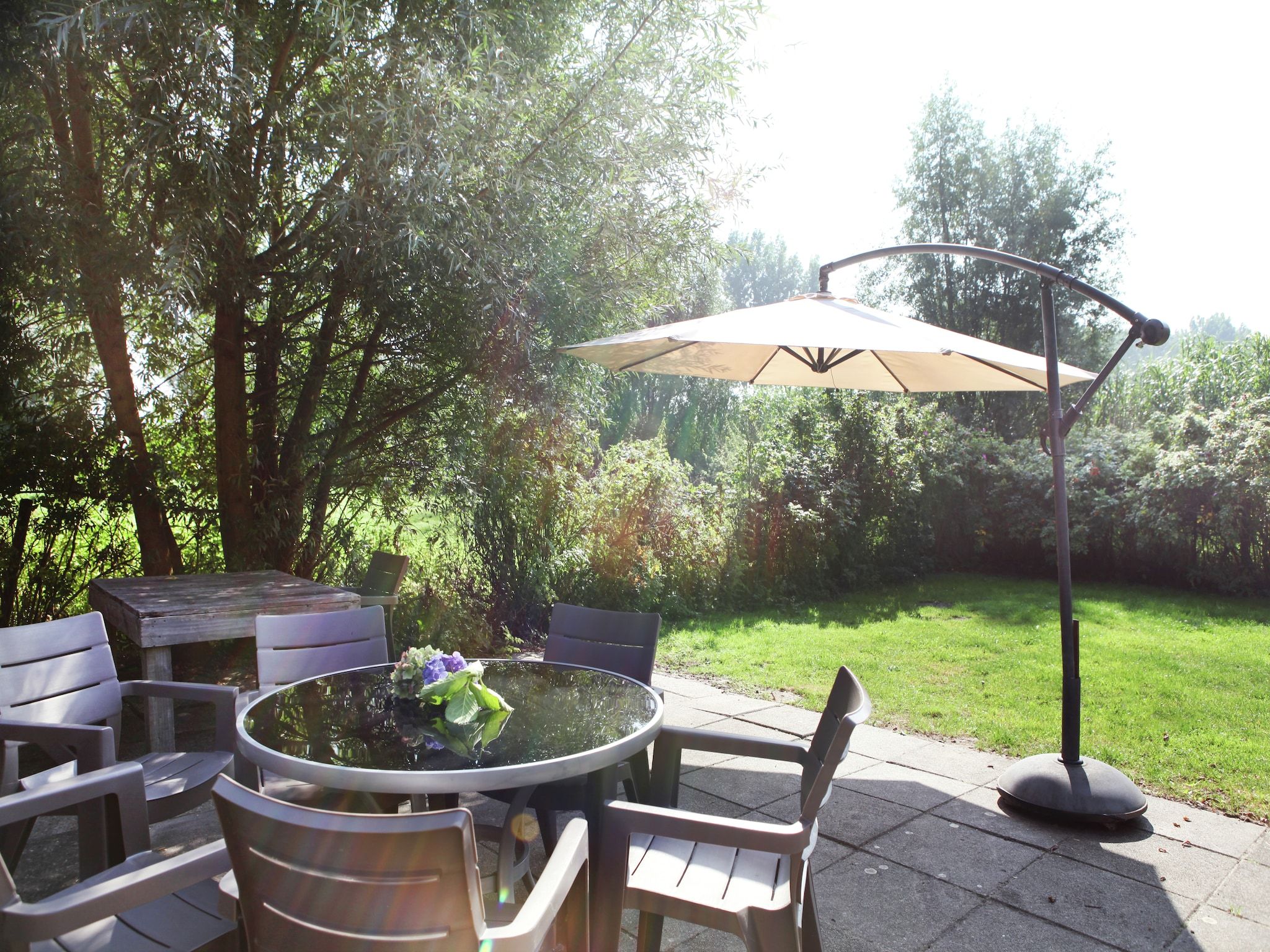 Het terras van Appartement De Dorsvloer in Eede