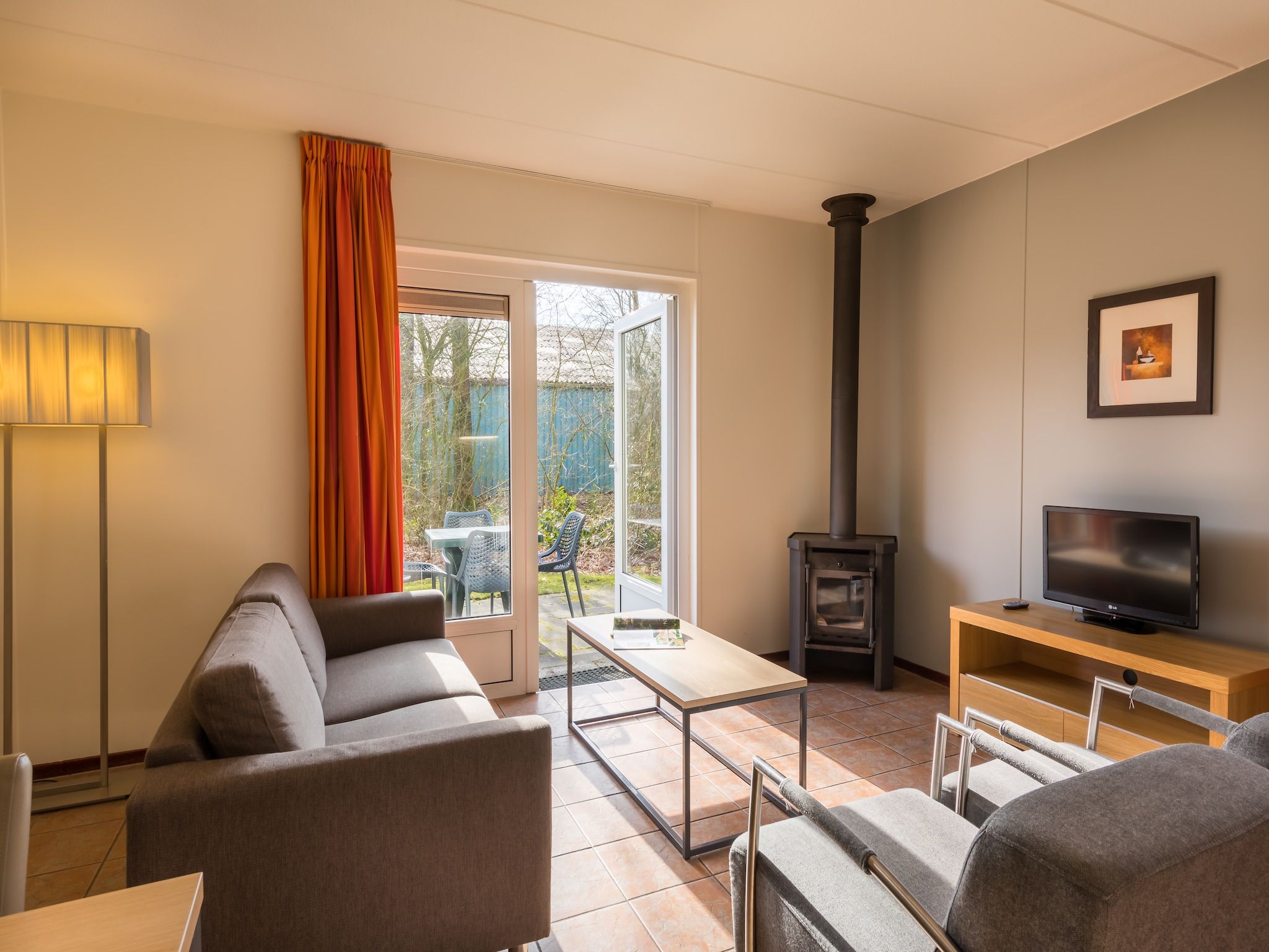 De woonkamer van Vakantiepark Hunzedal 5 in Borger