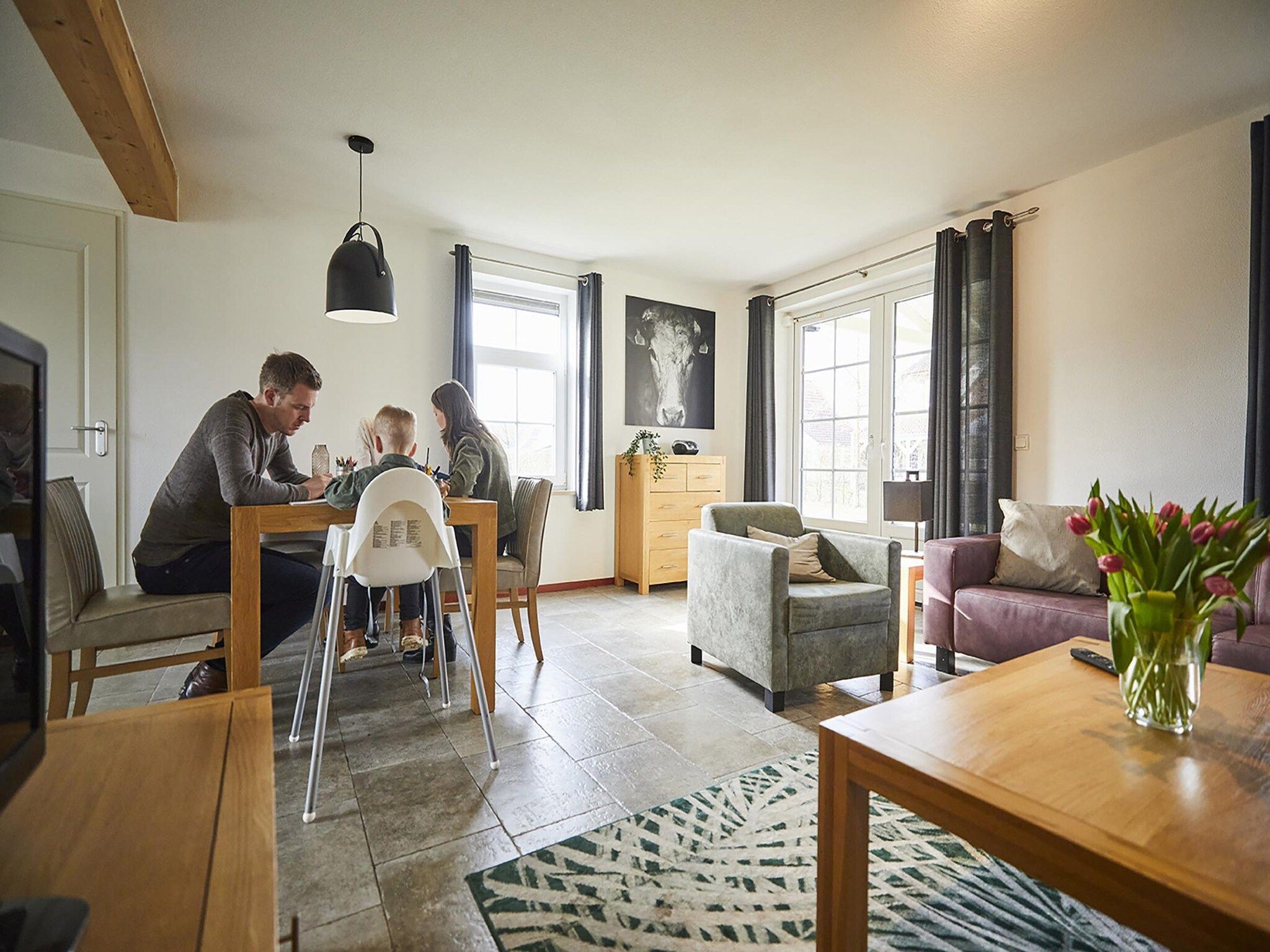 De woonkamer van Buitenhof De Leistert 8 in Roggel