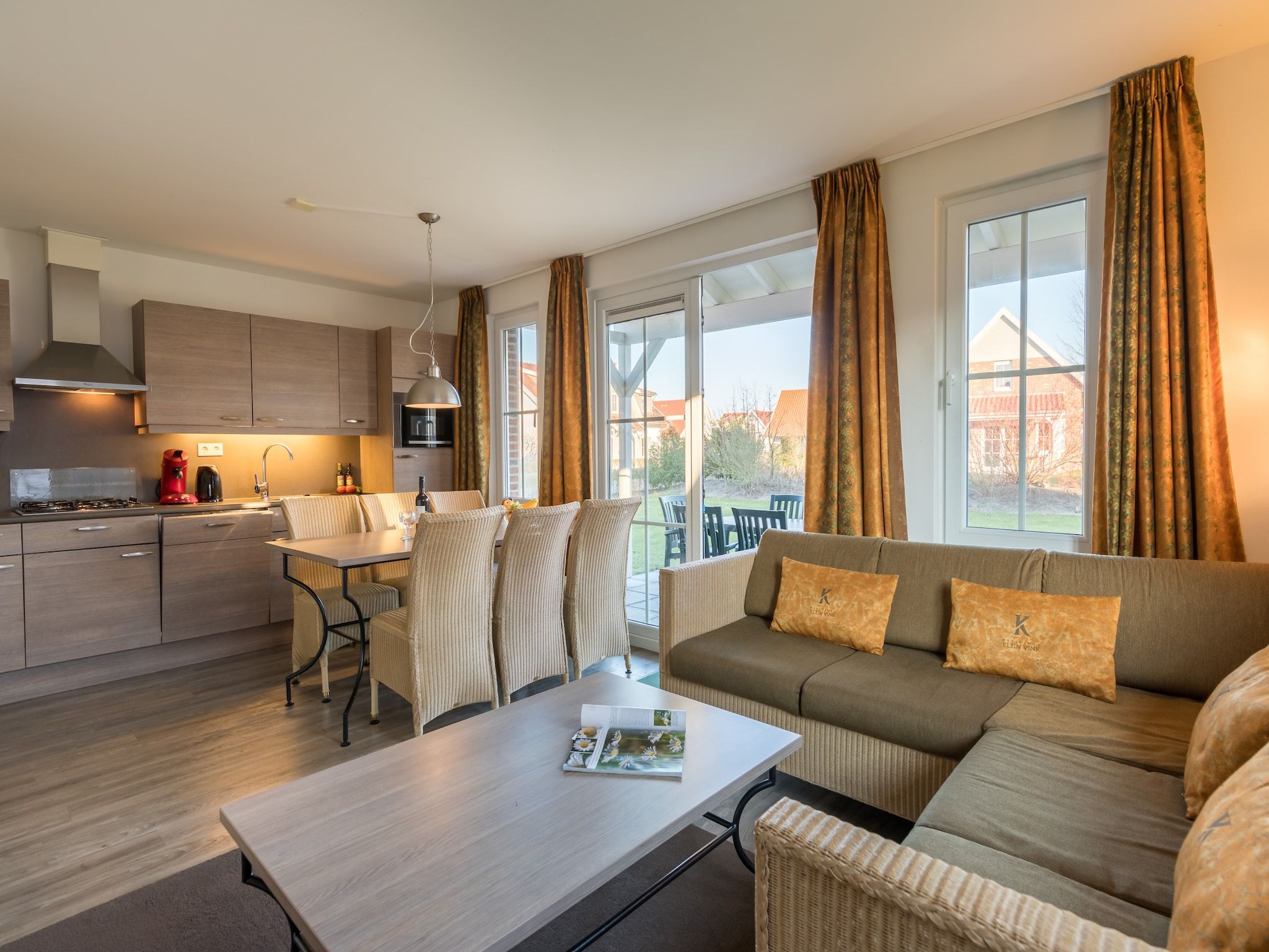 De woonkamer van Résidence Klein Vink 1 in Arcen
