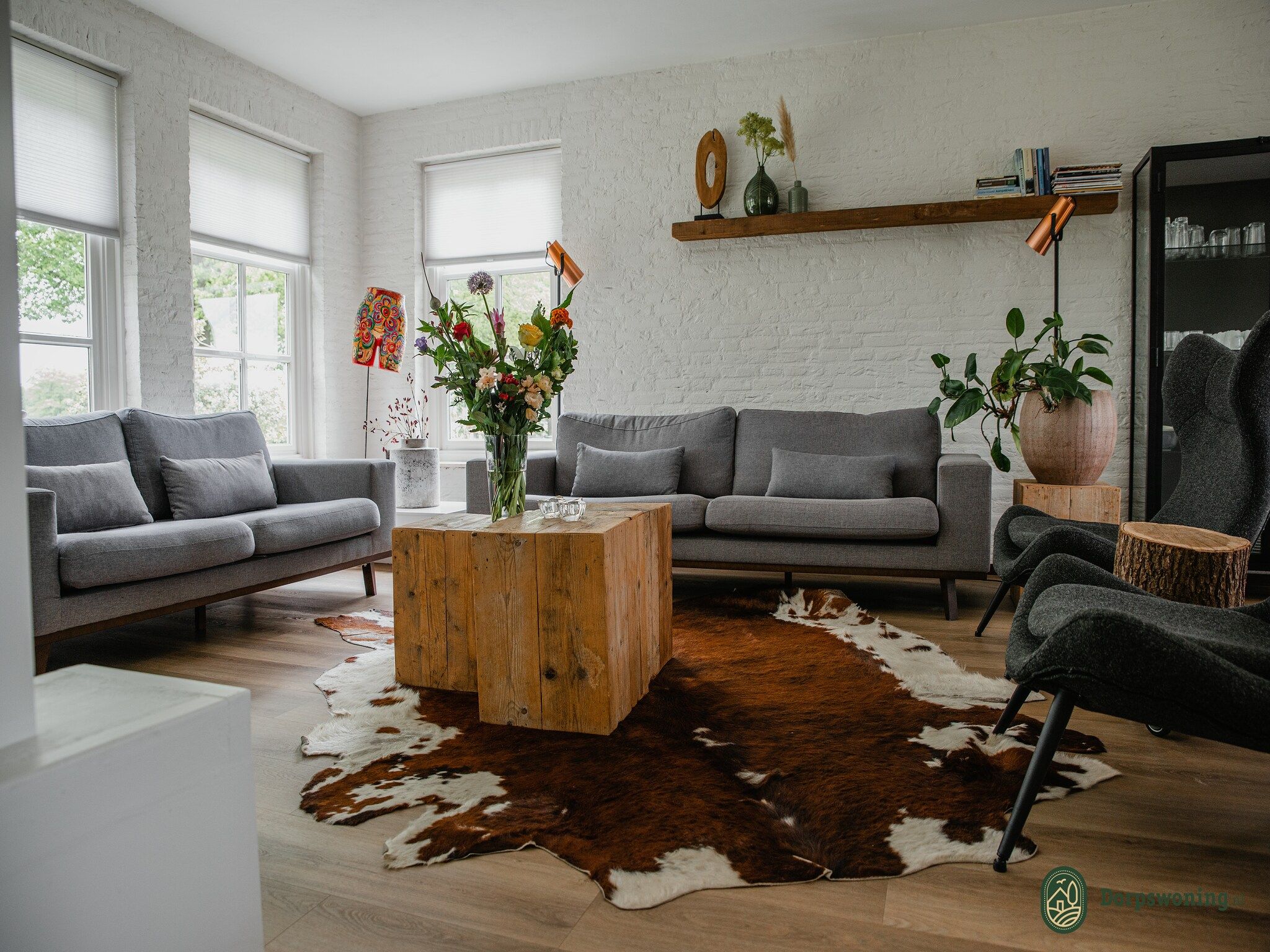 De woonkamer van Dorpswoning De Plek in Leende