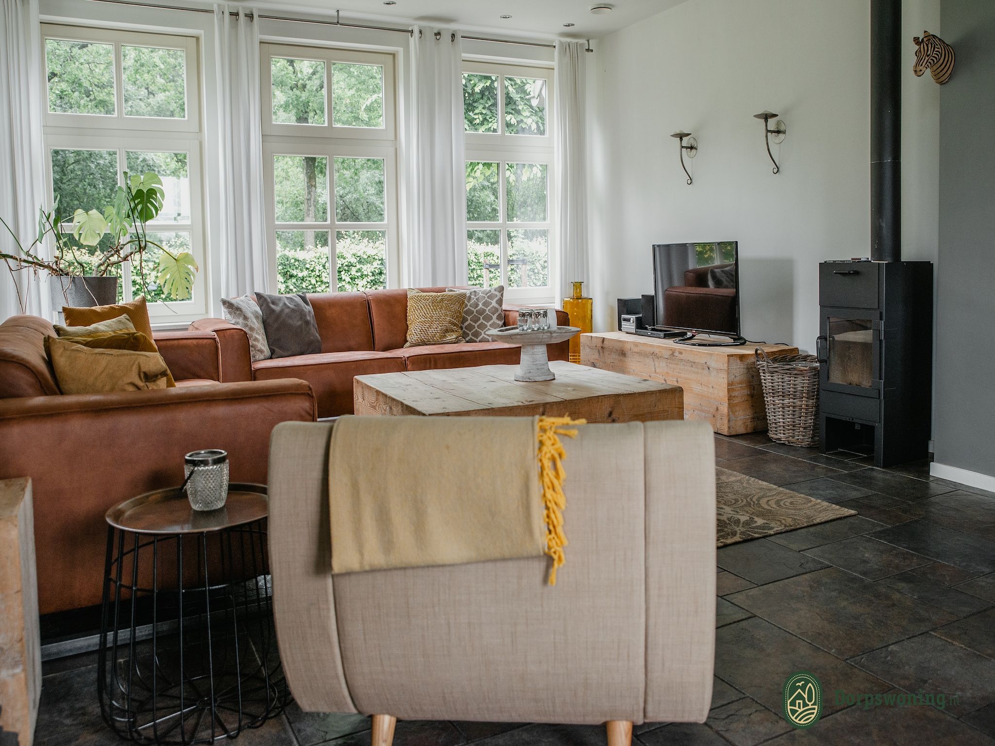 De woonkamer van Dorpswoning Het Uitzicht in Leende